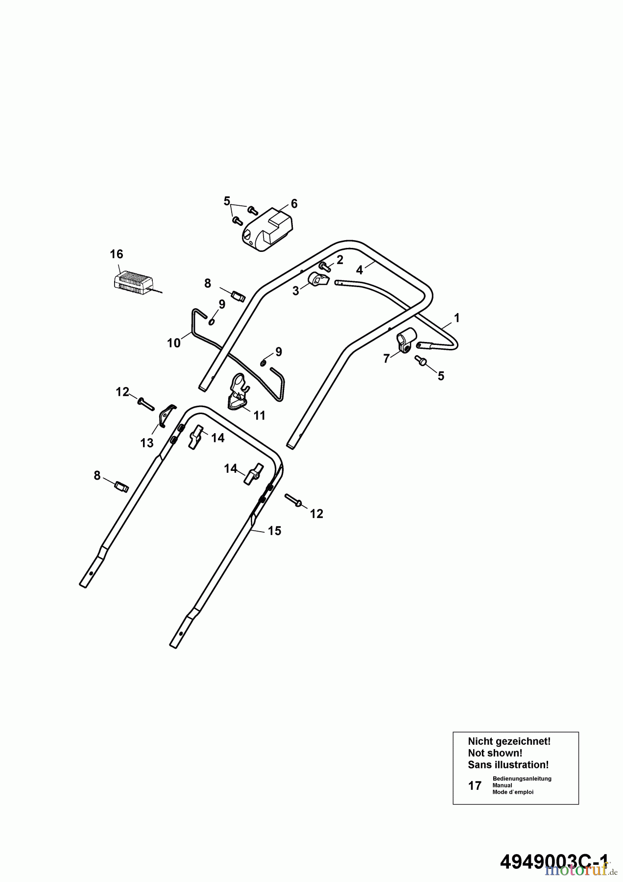  Wolf-Garten Hybridmäher Hybrid Power 40 4949003 Serie C  (2009) Holm