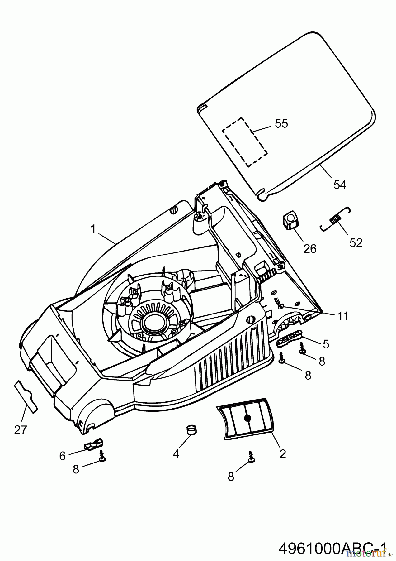  Wolf-Garten Elektromäher Esprit 40 E 4961000 Serie A, B, C  (2002) Mähwerksgehäuse