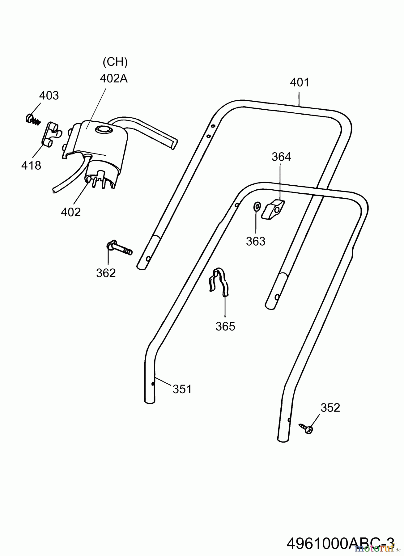  Wolf-Garten Elektromäher Esprit 40 E 4961003 Serie A, B, C  (2002) Holm, Schalter
