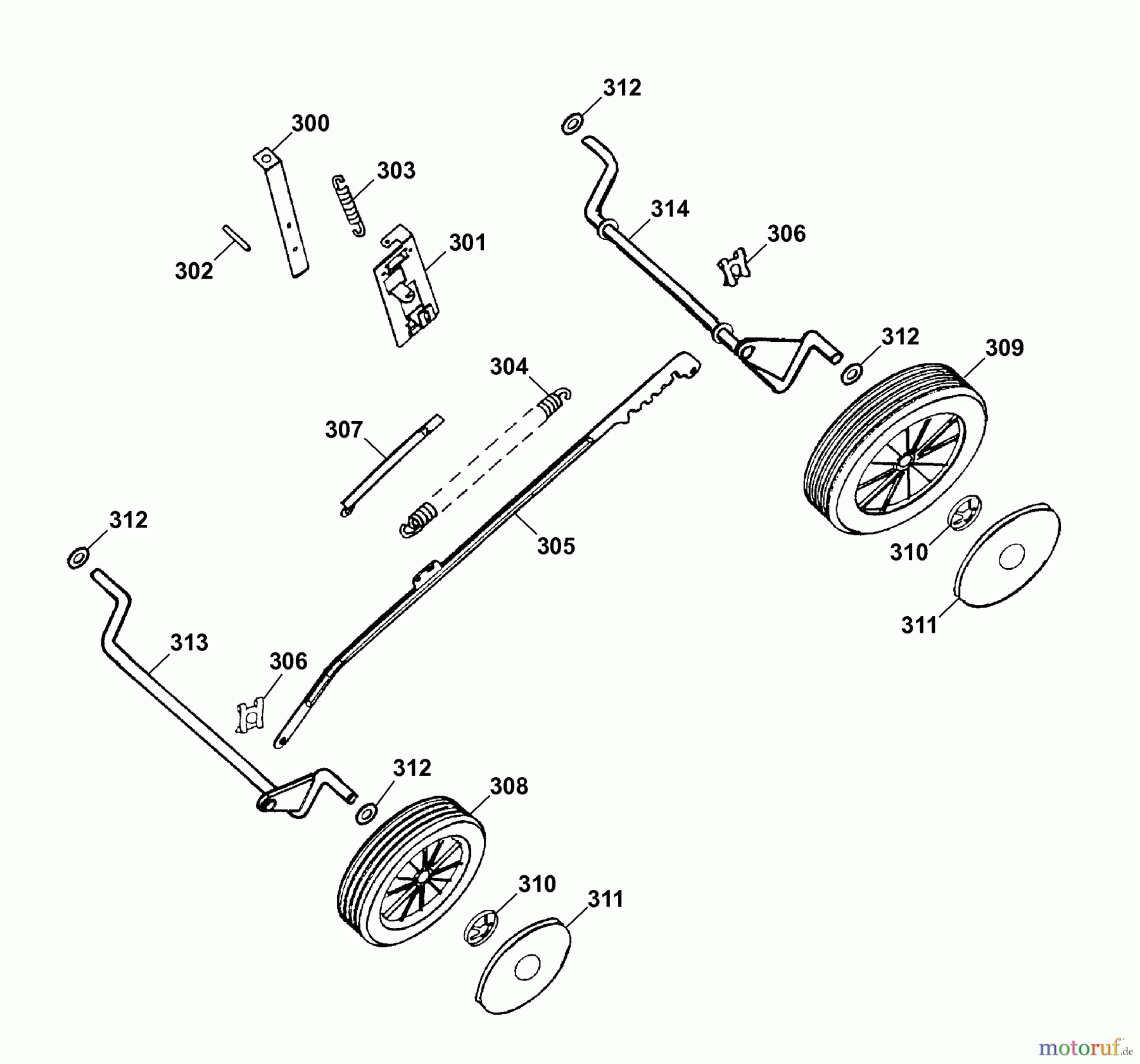  Wolf-Garten Elektromäher 2.38 E 4961080 Serie F  (2006) Räder, Schnitthöhenverstellung