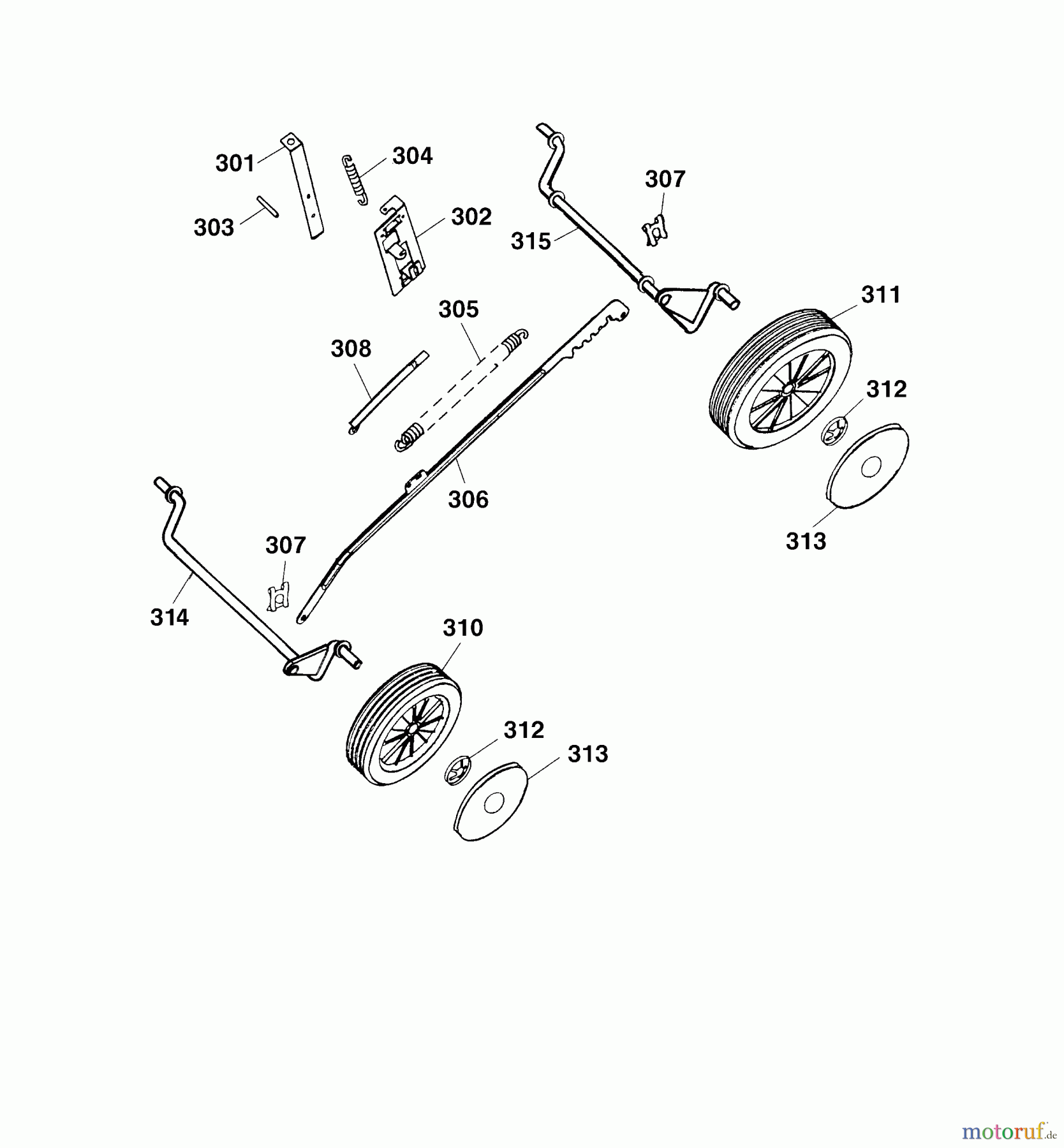 Wolf-Garten Elektromäher 2.38 E 4961080 Serie D (2005) Höhenverstellung, Räder