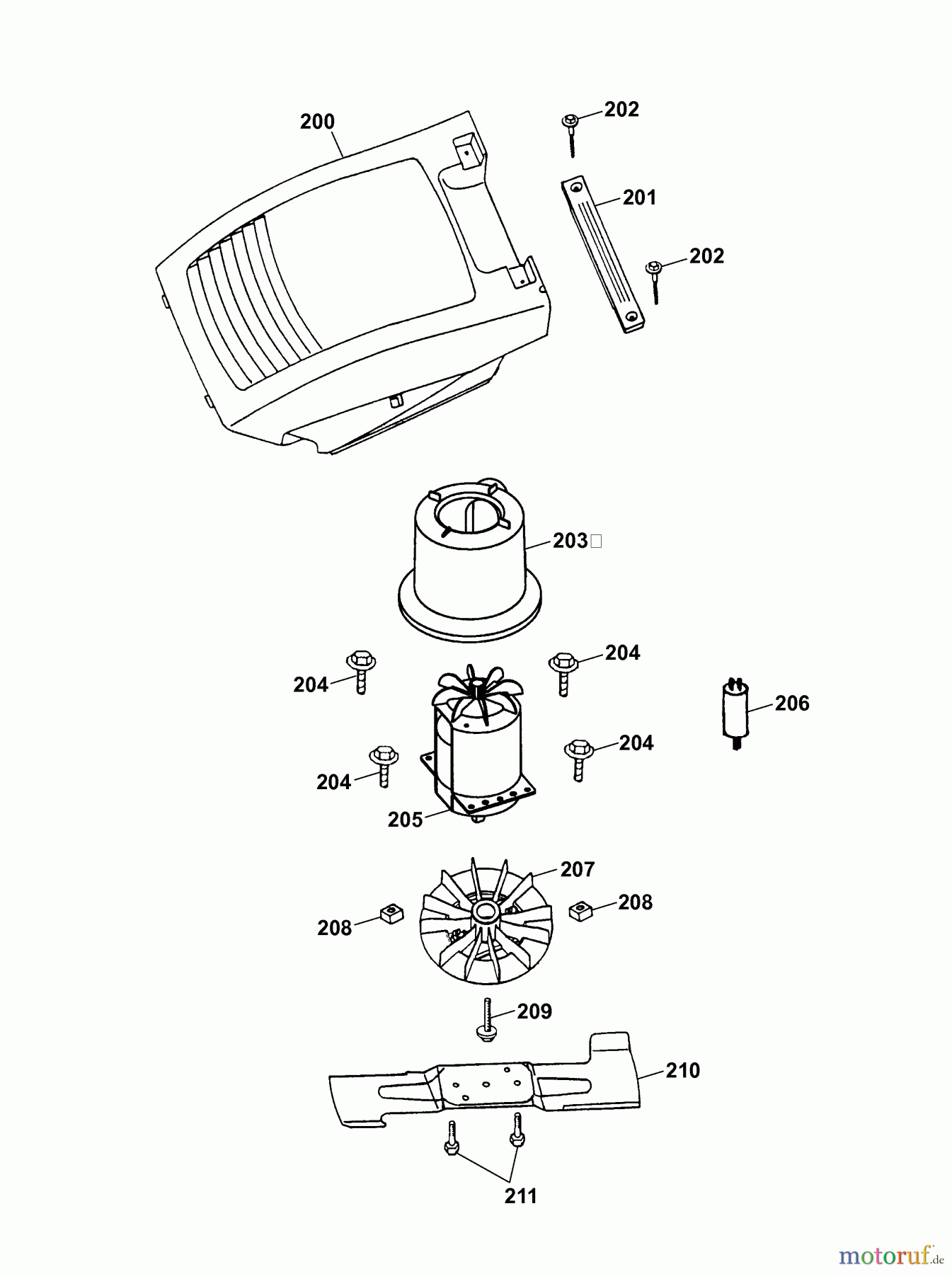  Wolf-Garten Elektromäher 2.40 E 4961685 Serie F  (2006) Messer, Messeraufnahme, Motor