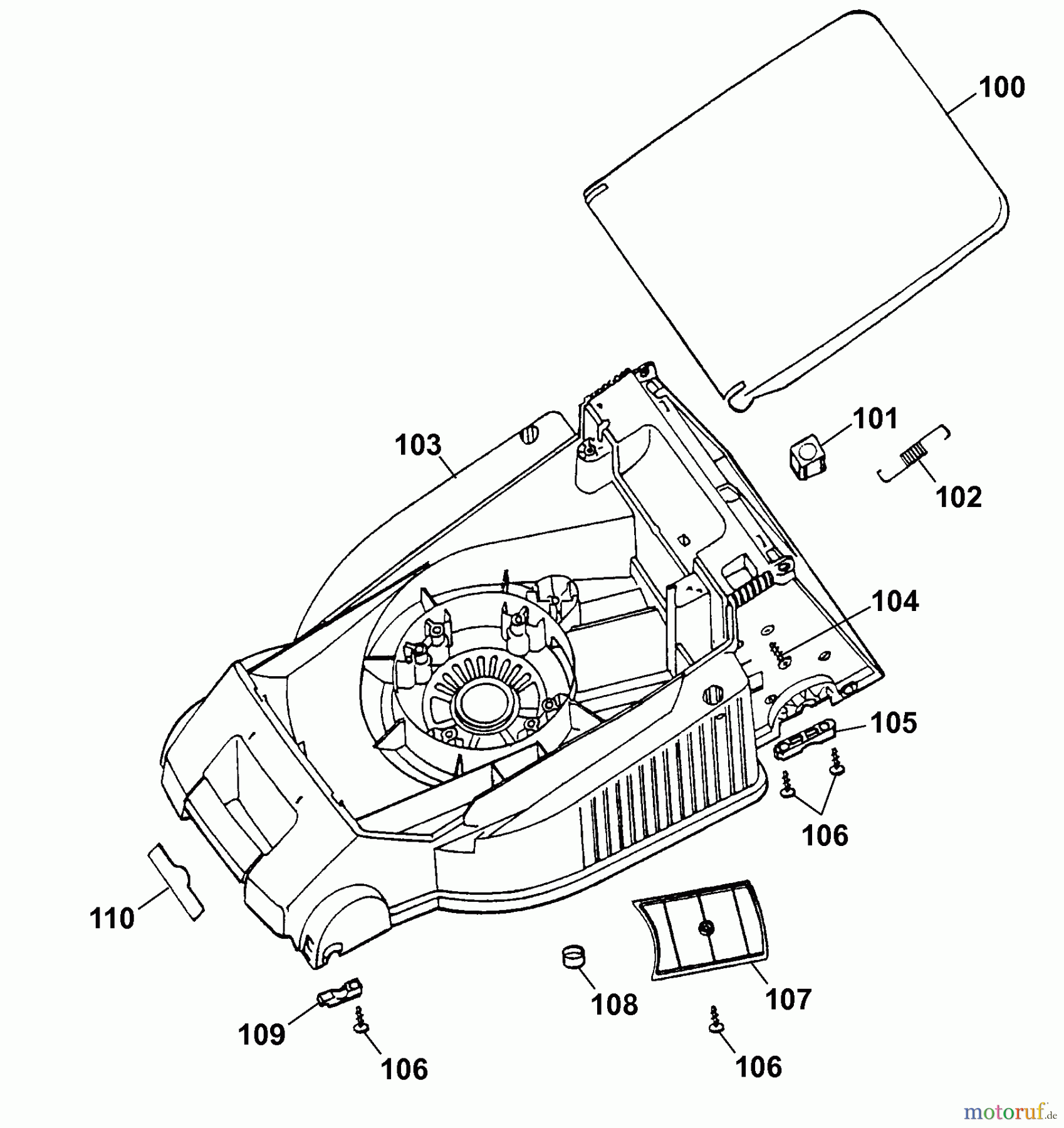 Wolf-Garten Elektromäher 2.40 XC 4961786 Serie A (2006) Mähwerksgehäuse