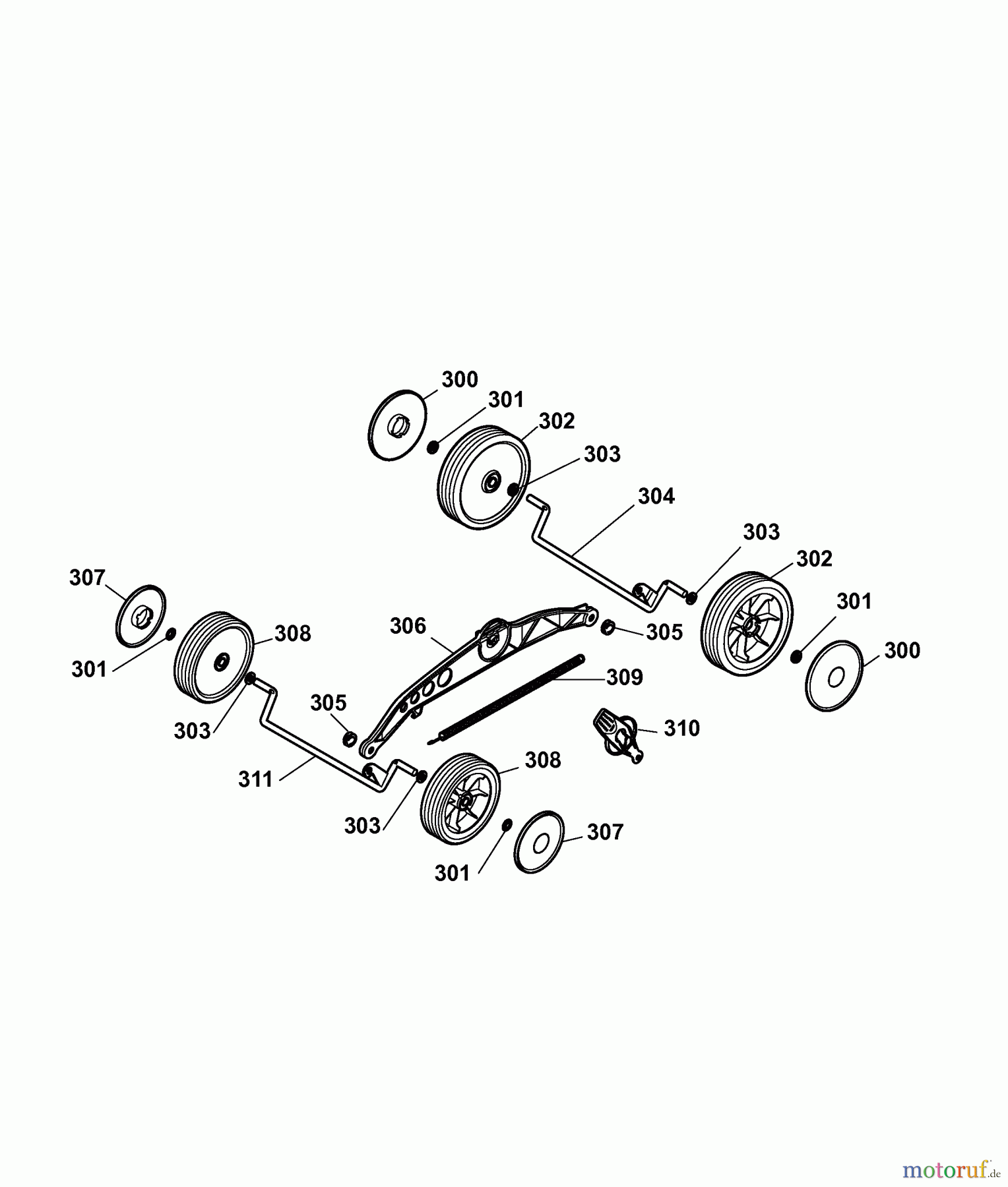  Wolf-Garten Elektromäher 2.40 E-1 4968000 Serie B  (2008) Höhenverstellung, Räder