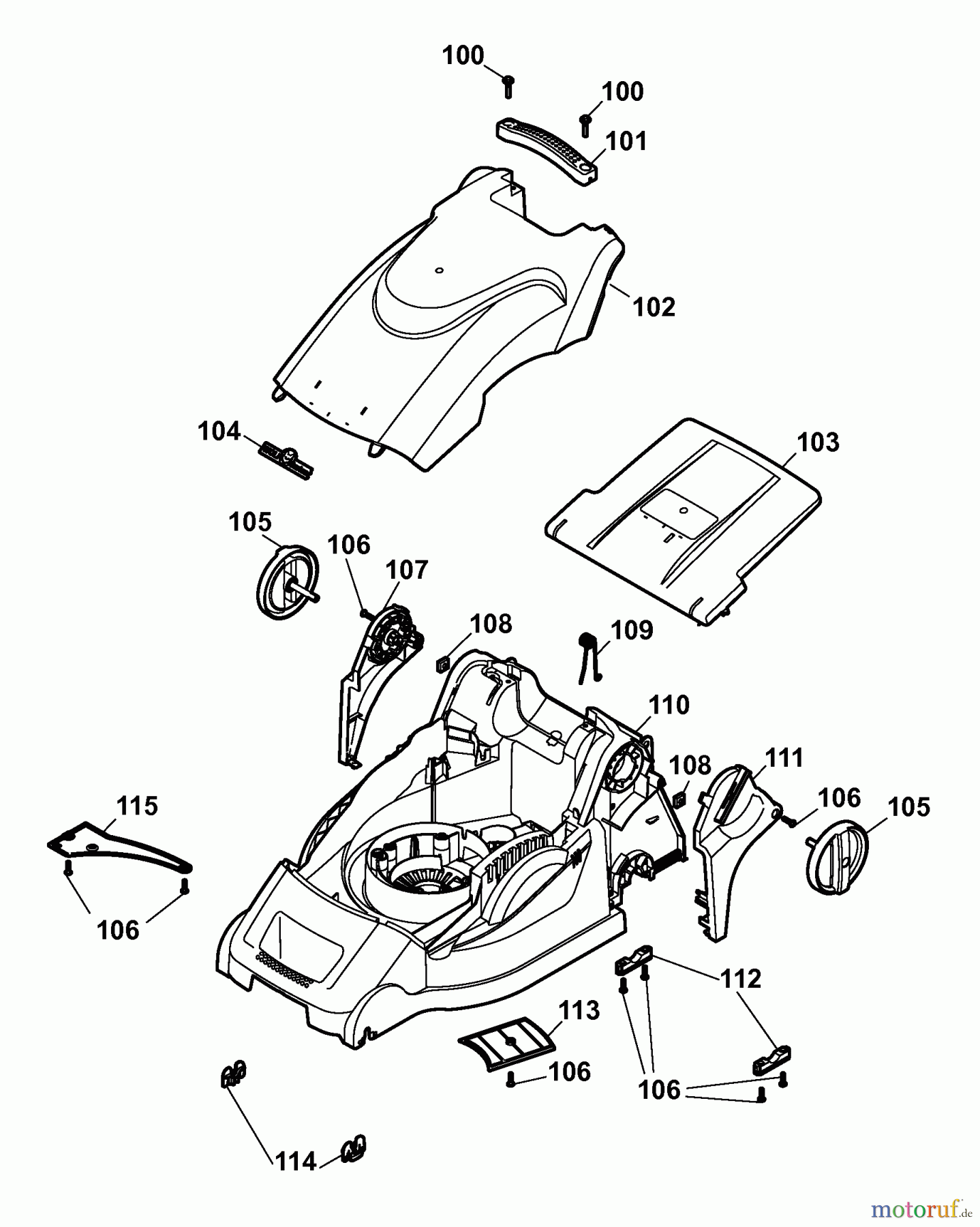 Wolf-Garten Elektromäher 2.40 XM 4968087 Serie A (2008) Mähwerksgehäuse
