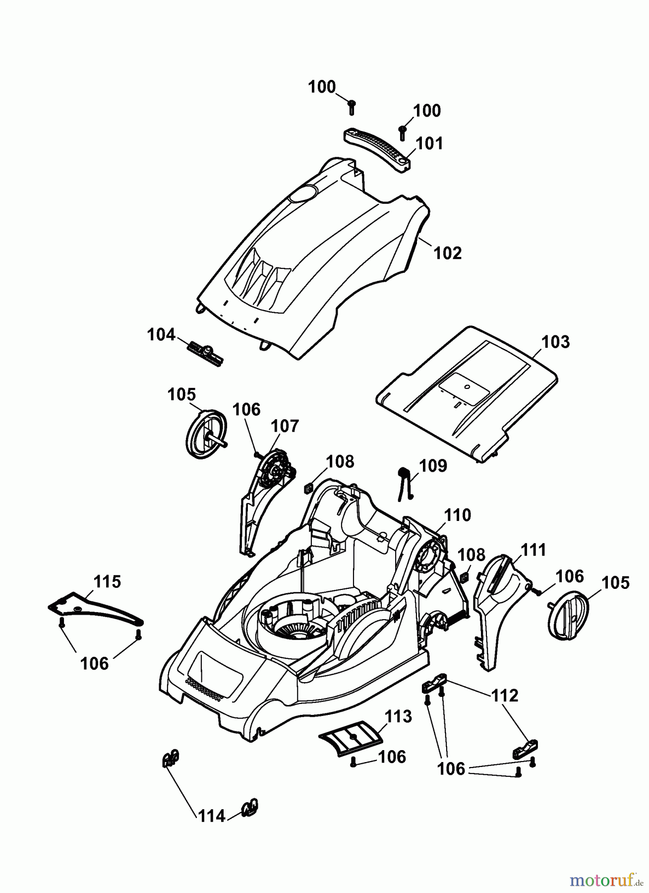  Wolf-Garten Elektromäher 1.40 XC 4968088 Serie B  (2009) Mähwerksgehäuse