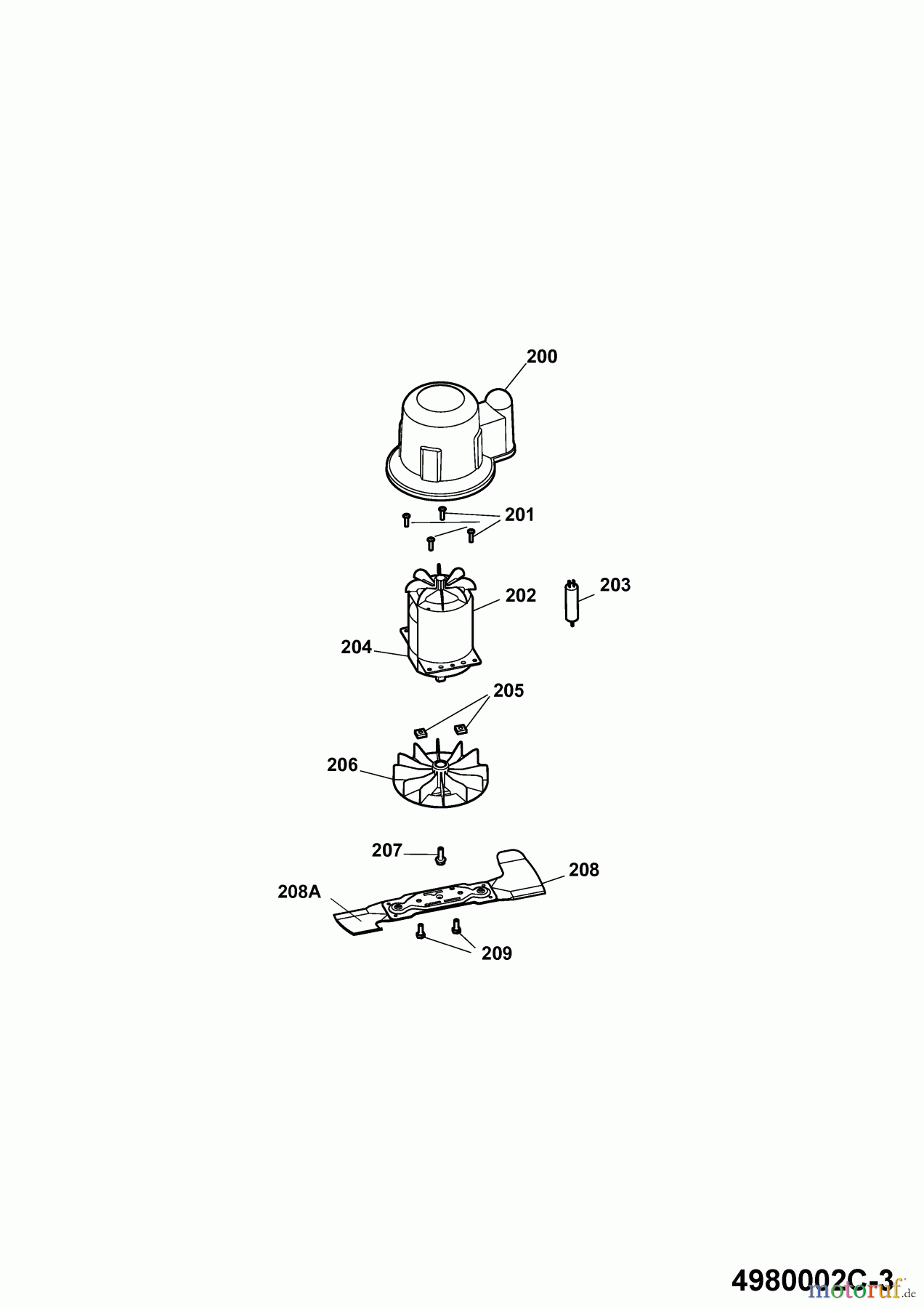  Wolf-Garten Elektromäher Power Edition 40 E-1 4980002 Serie C  (2009) Messer, Messeraufnahme, Motor