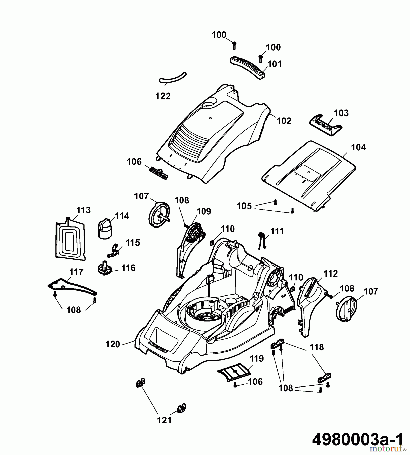  Wolf-Garten Elektromäher Power Edition 40 E-1 4980003 Serie A  (2006) Mähwerksgehäuse