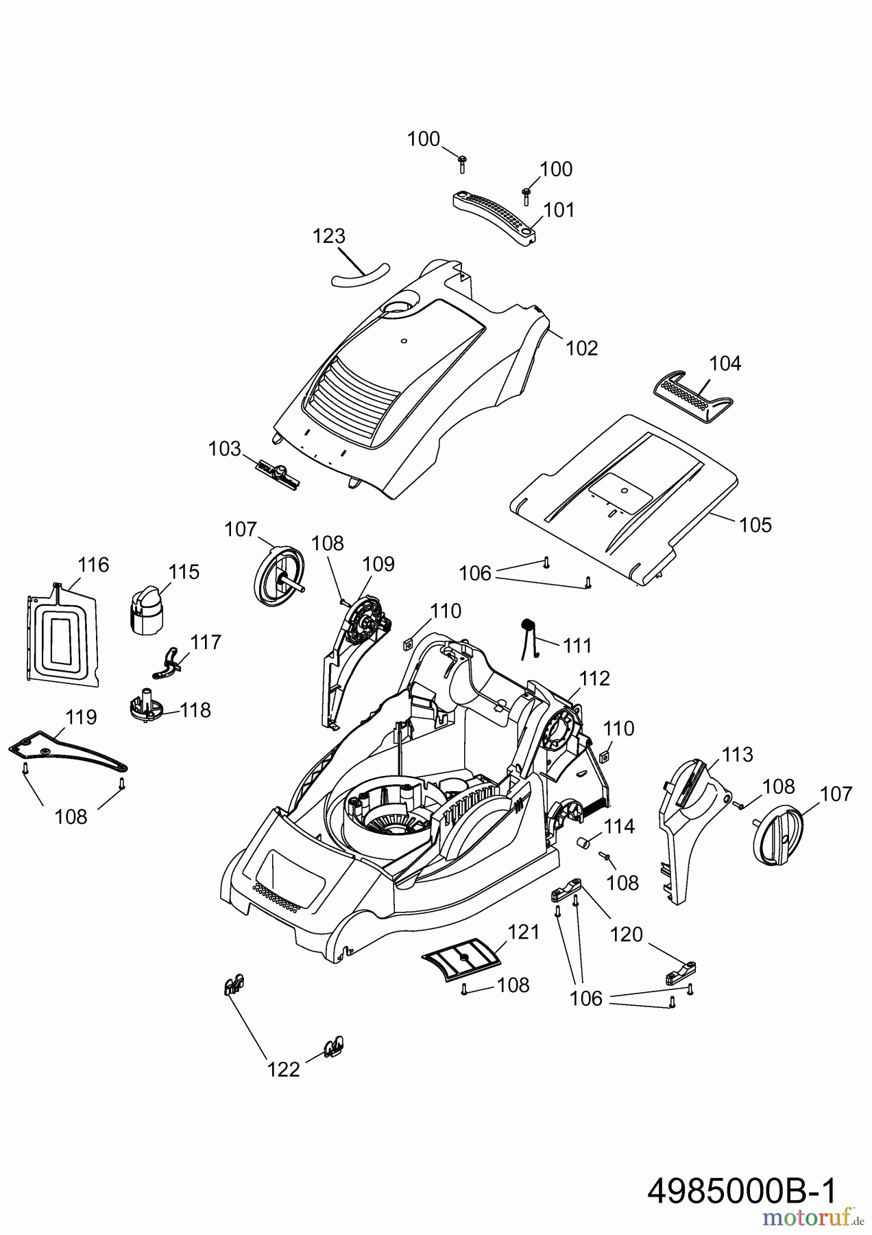 Wolf-Garten Elektromäher mit Antrieb Power Edition 40 EA-1 4985000 Serie C (2009) Mähwerksgehäuse