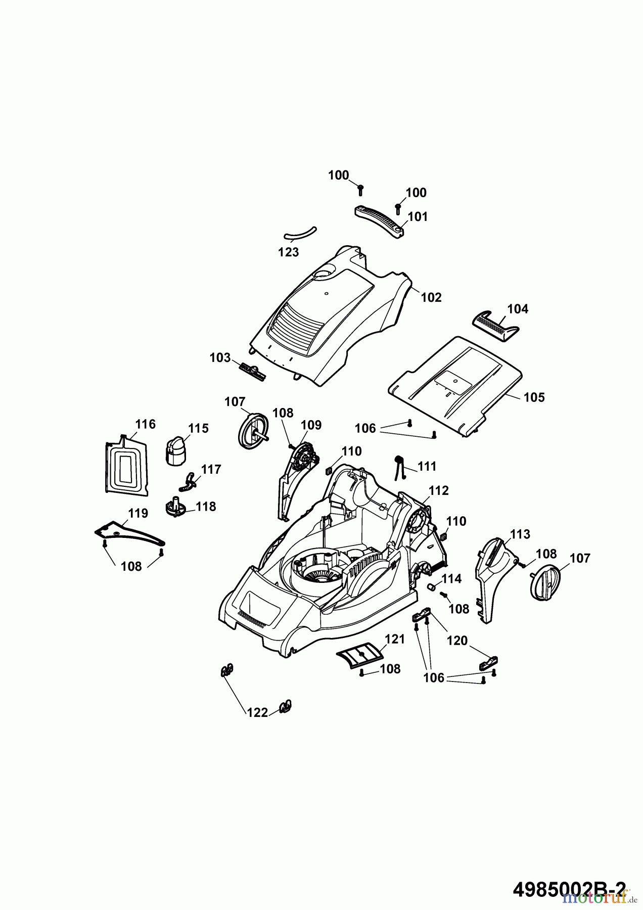 Wolf-Garten Elektromäher mit Antrieb Power Edition 40 EA-1 4985002 Serie B (2009) Mähwerksgehäuse