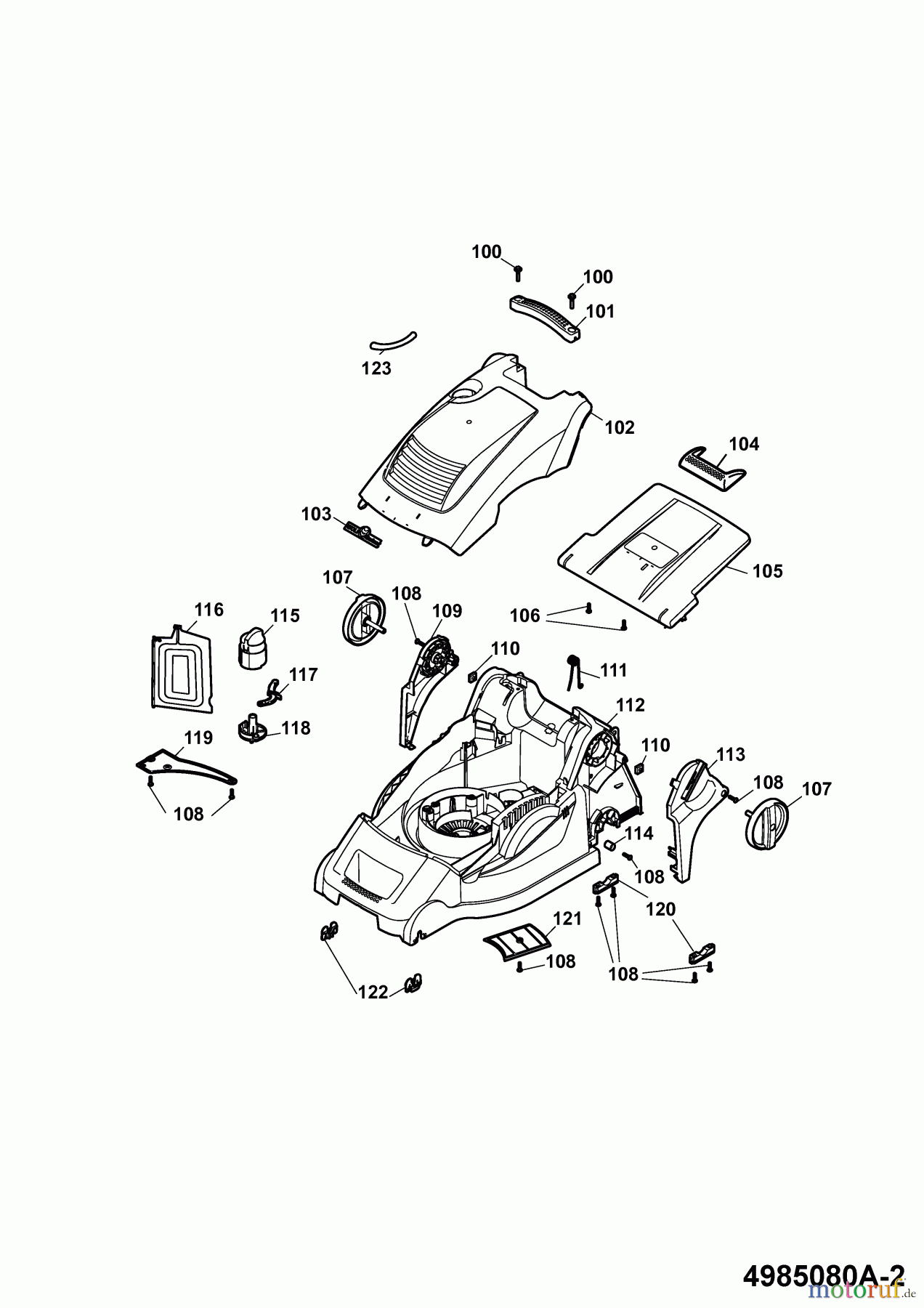  Wolf-Garten Elektromäher mit Antrieb Power Edition 40 EA-1 4985080 Serie A  (2010) Mähwerksgehäuse