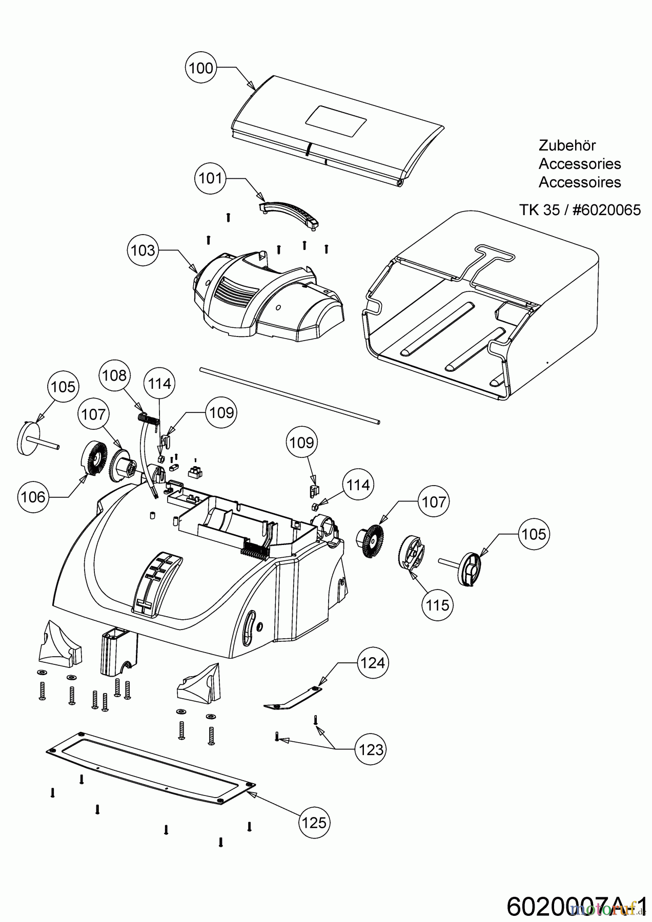 Wolf-Garten Elektrovertikutierer Campus 300 V 6020007 Serie A (2008) Abdeckungen, Heckklappe