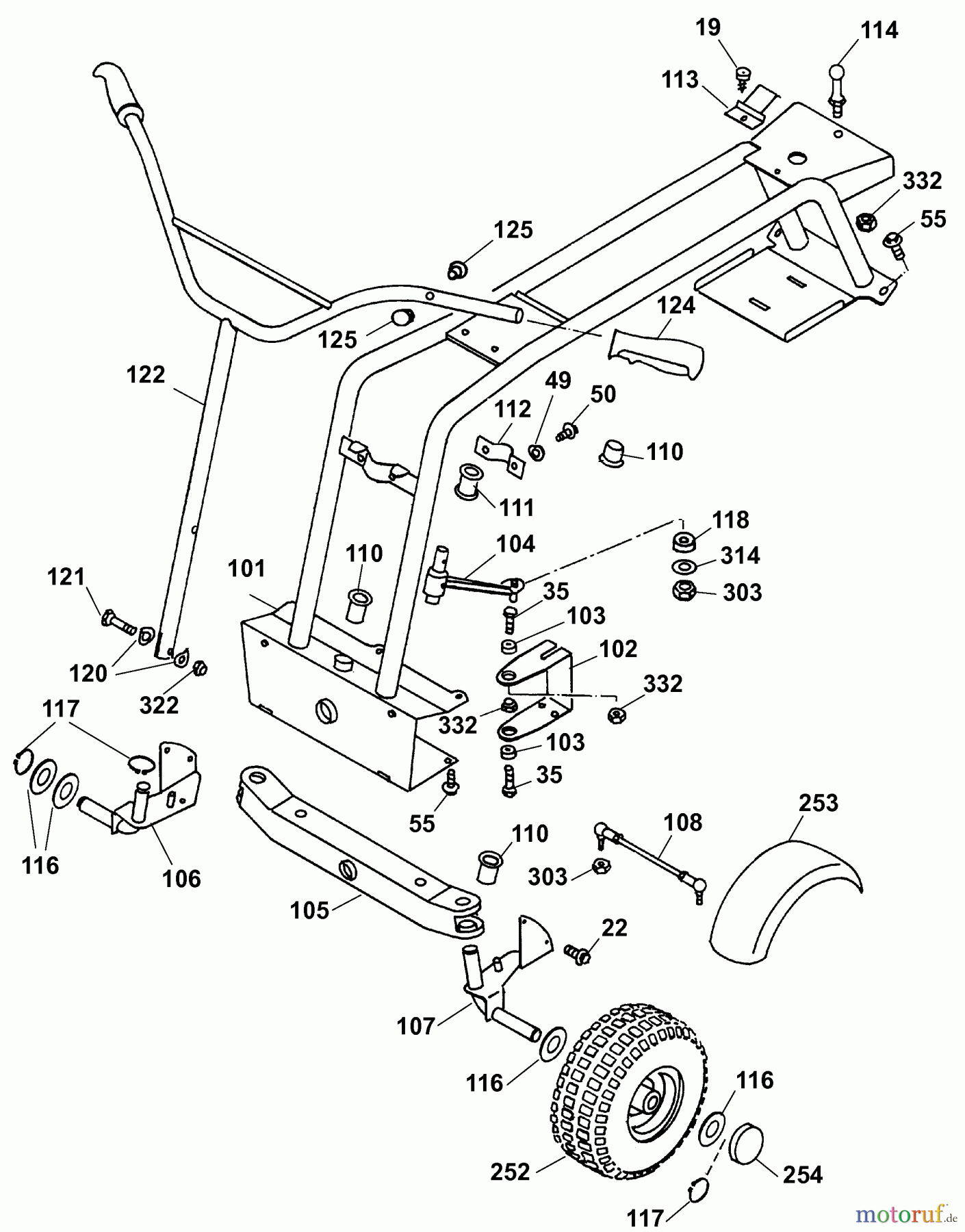  Wolf-Garten Scooter SV 4 6155000 Serie E  (2008) Lenkung, Oberrahmen