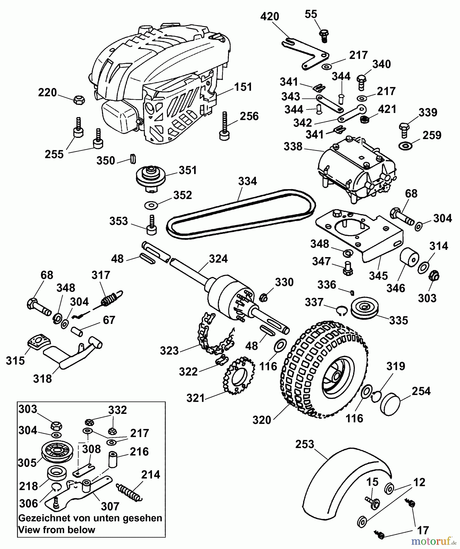 Wolf-Garten Scooter Scooter SV 4 6155000 Serie E (2008) Differential, Fahrantrieb, Motor
