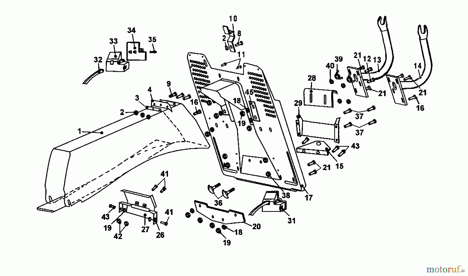  Wolf-Garten Rasentraktoren Trac OHV 6 6200000 Serie A  (2001) Aufnahme Fangeinrichtung, Auswurfkanal