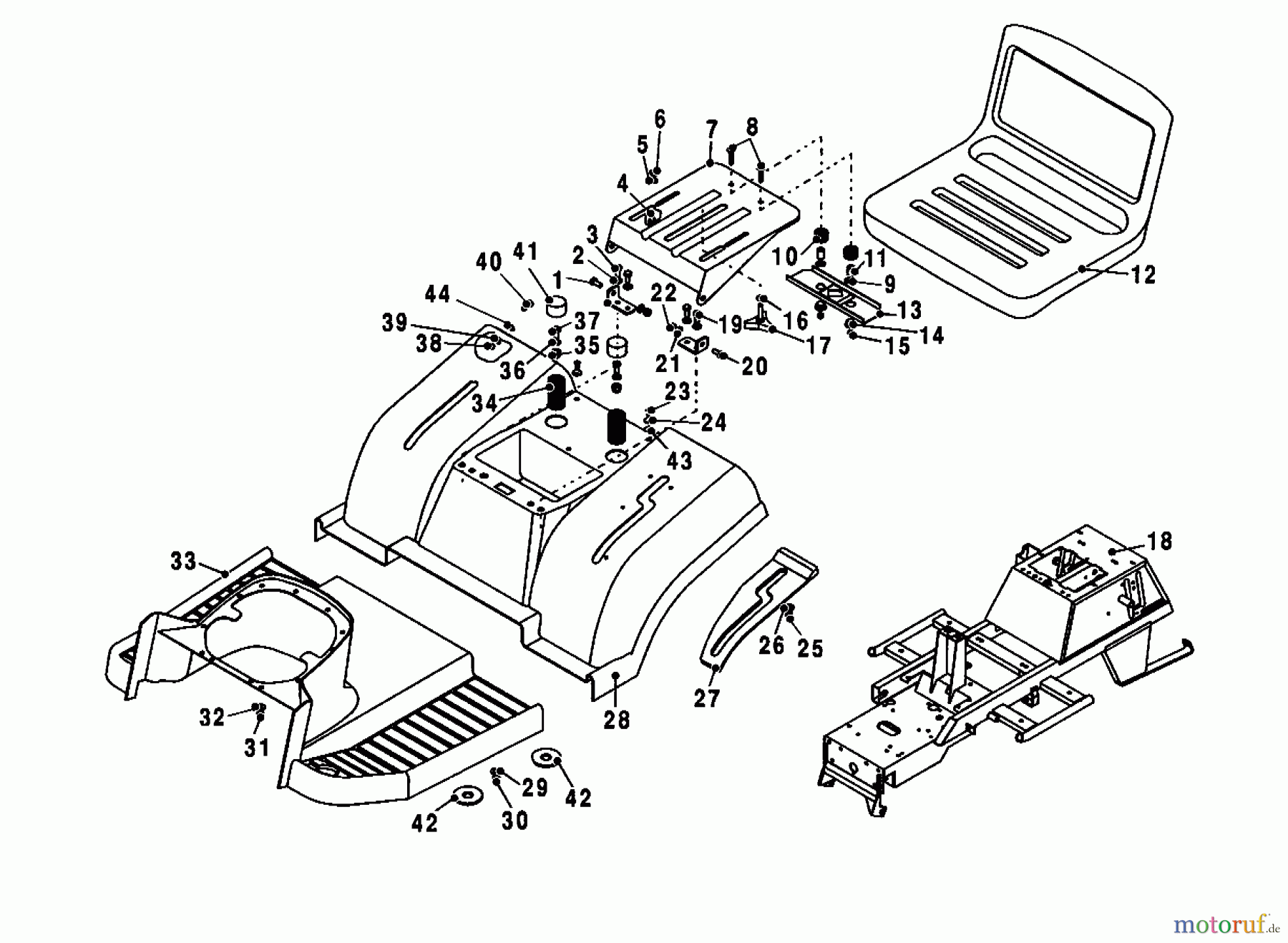  Wolf-Garten Rasentraktoren Trac OHV 6 6200000 Serie A  (2001) Sitz, Sitzwanne
