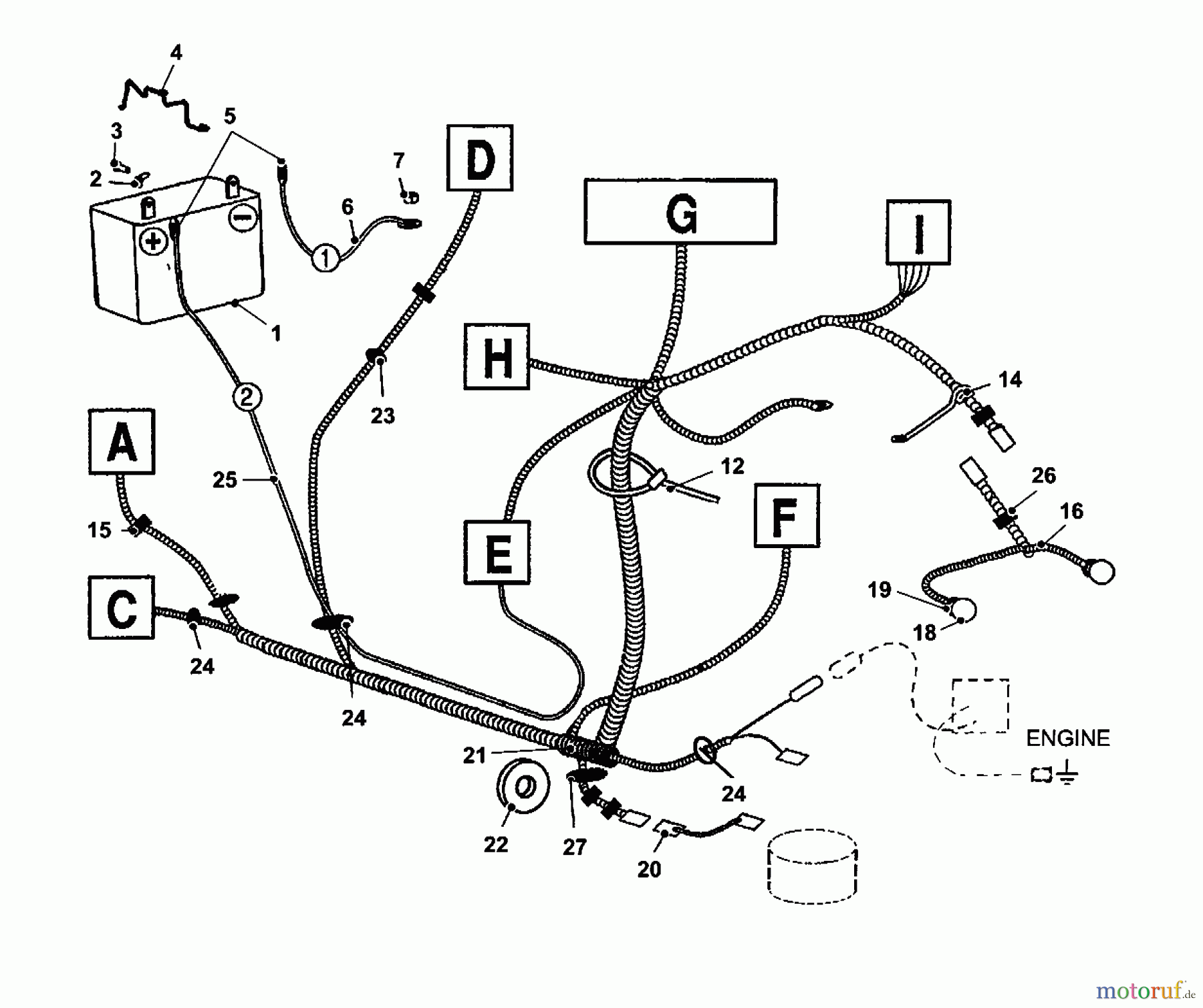 Wolf-Garten Rasentraktoren Trac OHV 6 6200000 Serie A (2001) Kabelbaum
