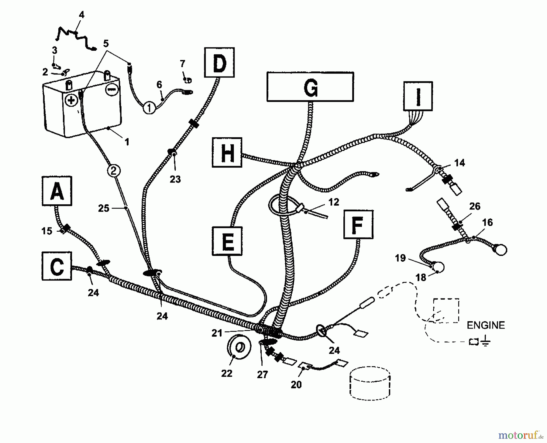 Wolf-Garten Rasentraktoren Trac OHV 7 6205000 Serie A (2001) Kabelbaum