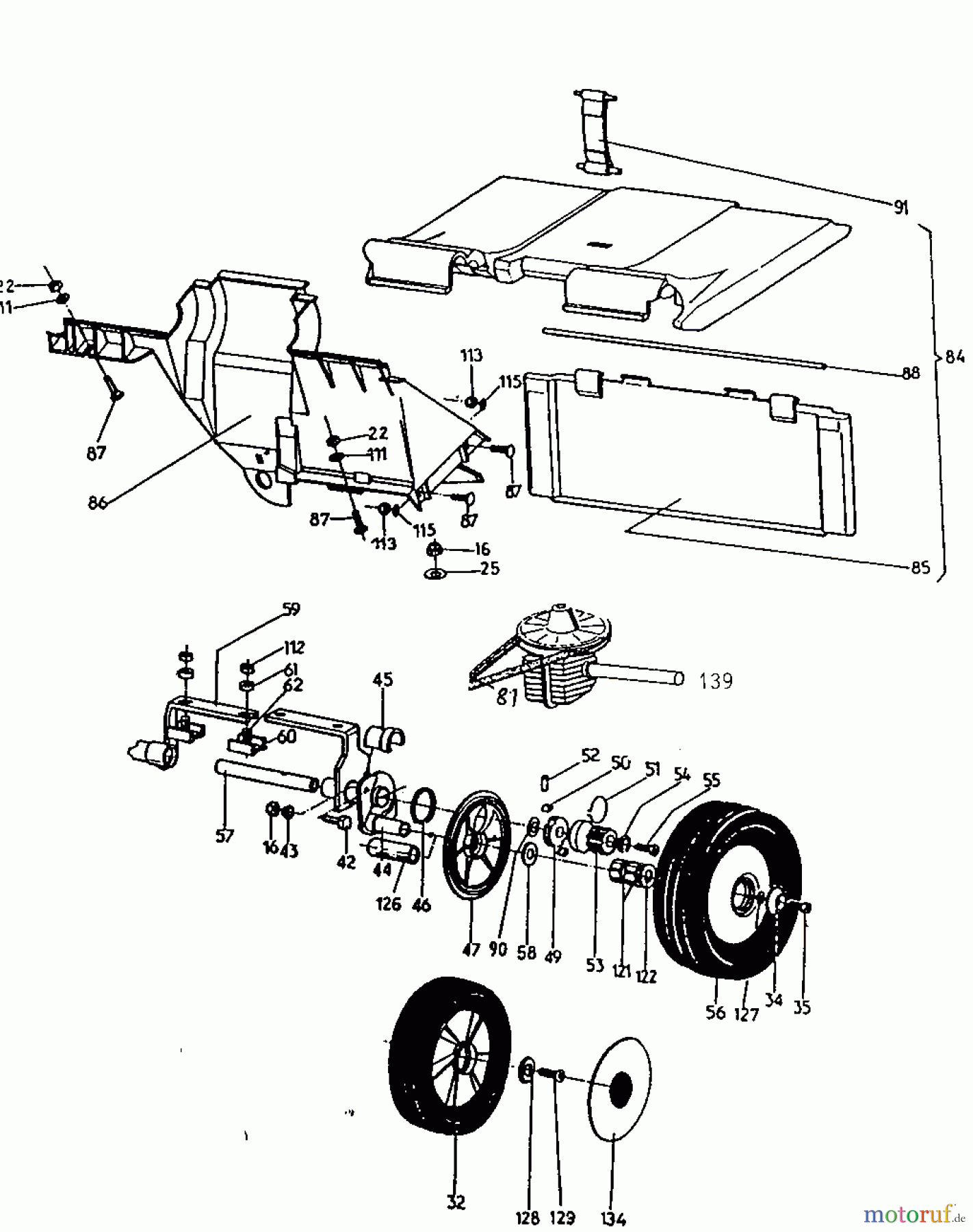  Wolf-Garten Motormäher mit Antrieb 6.51 BA 6950580 Serie A  (2000) Getriebe, Räder
