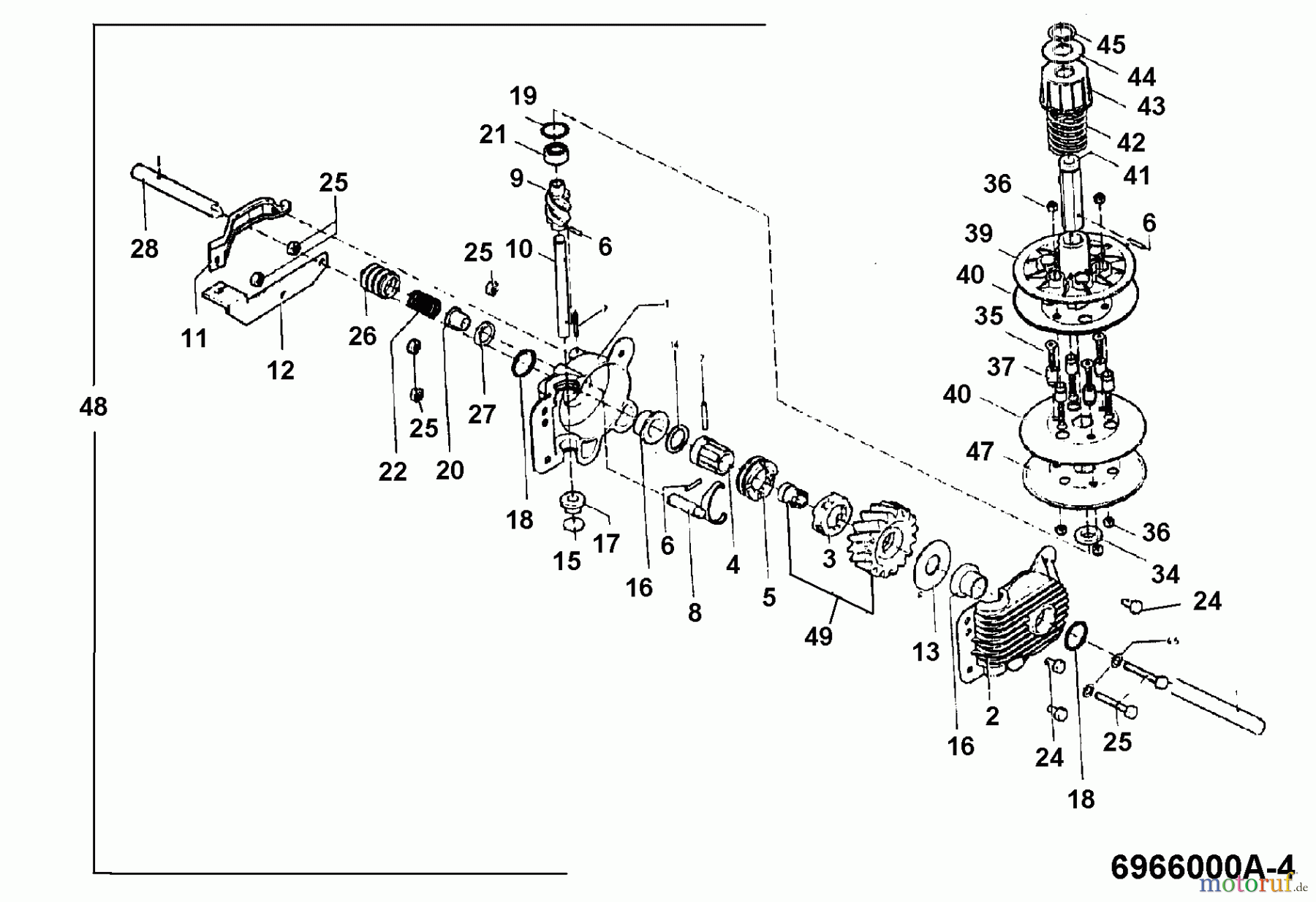  Wolf-Garten Motormäher mit Antrieb 6.46 BA 6966580 Serie A  (1995) Getriebe