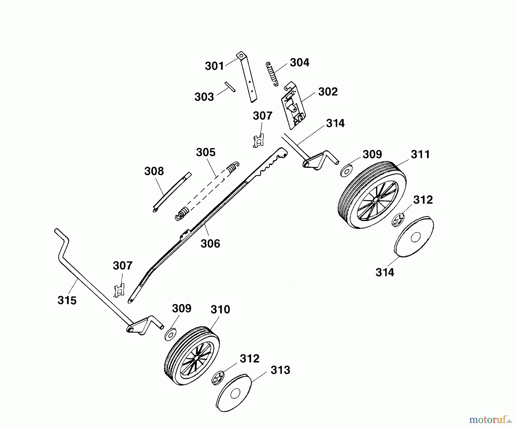  Wolf-Garten Elektromäher 6.38 E 4950080 Serie A  (2003) Höhenverstellung, Räder
