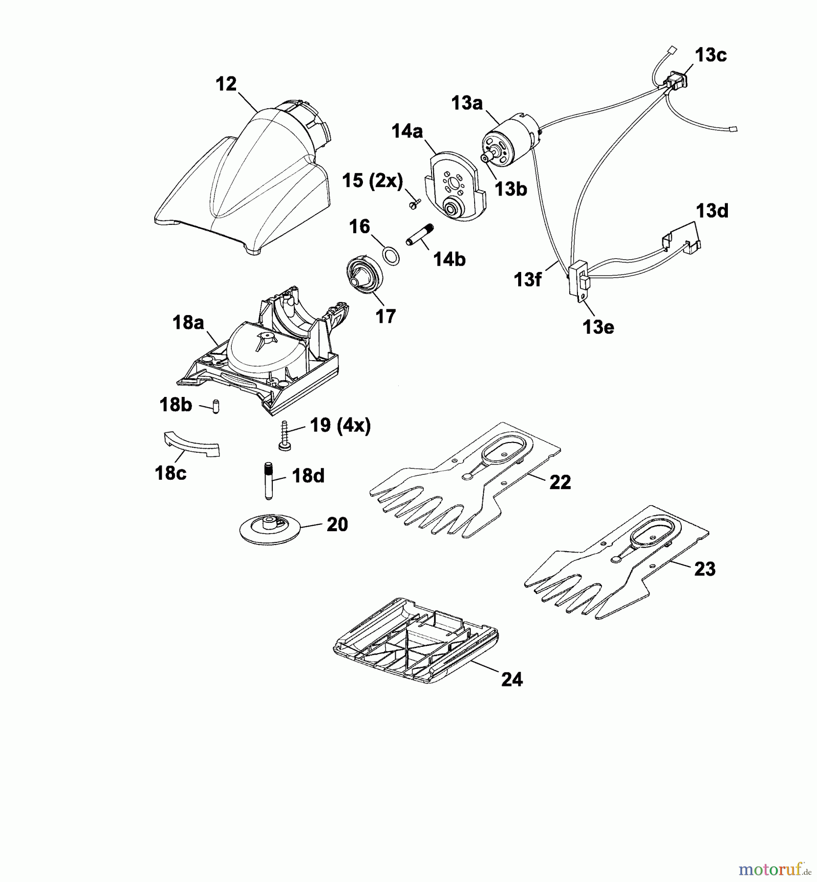 Wolf-Garten Akkuscheren Accu 45 7084000 Serie B-D (2005) Drehkopf, Messer
