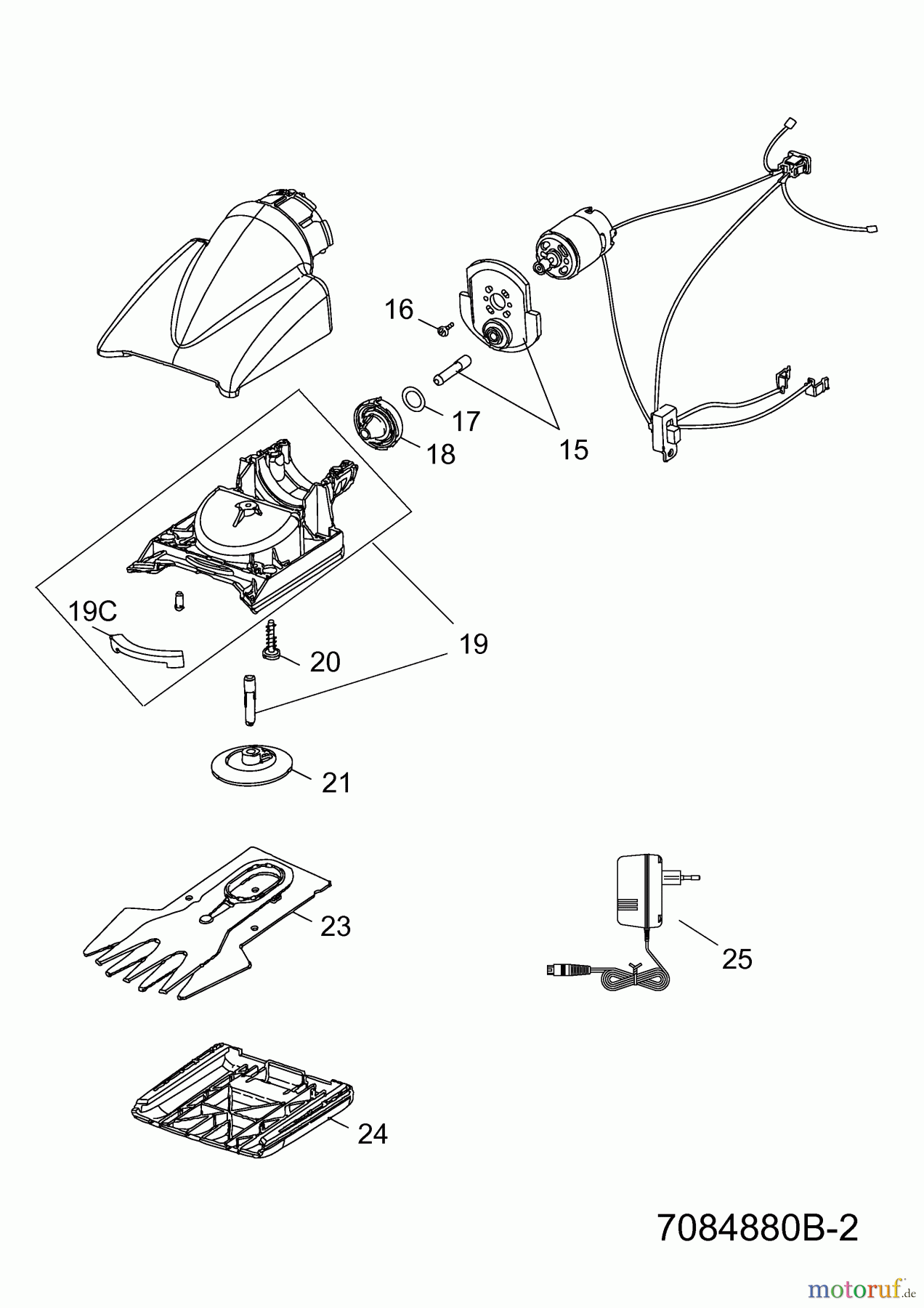  Wolf-Garten Akkuscheren Li-Ion Power 60 7084880 Serie B  (2008) Drehkopf, Ladegerät, Messer