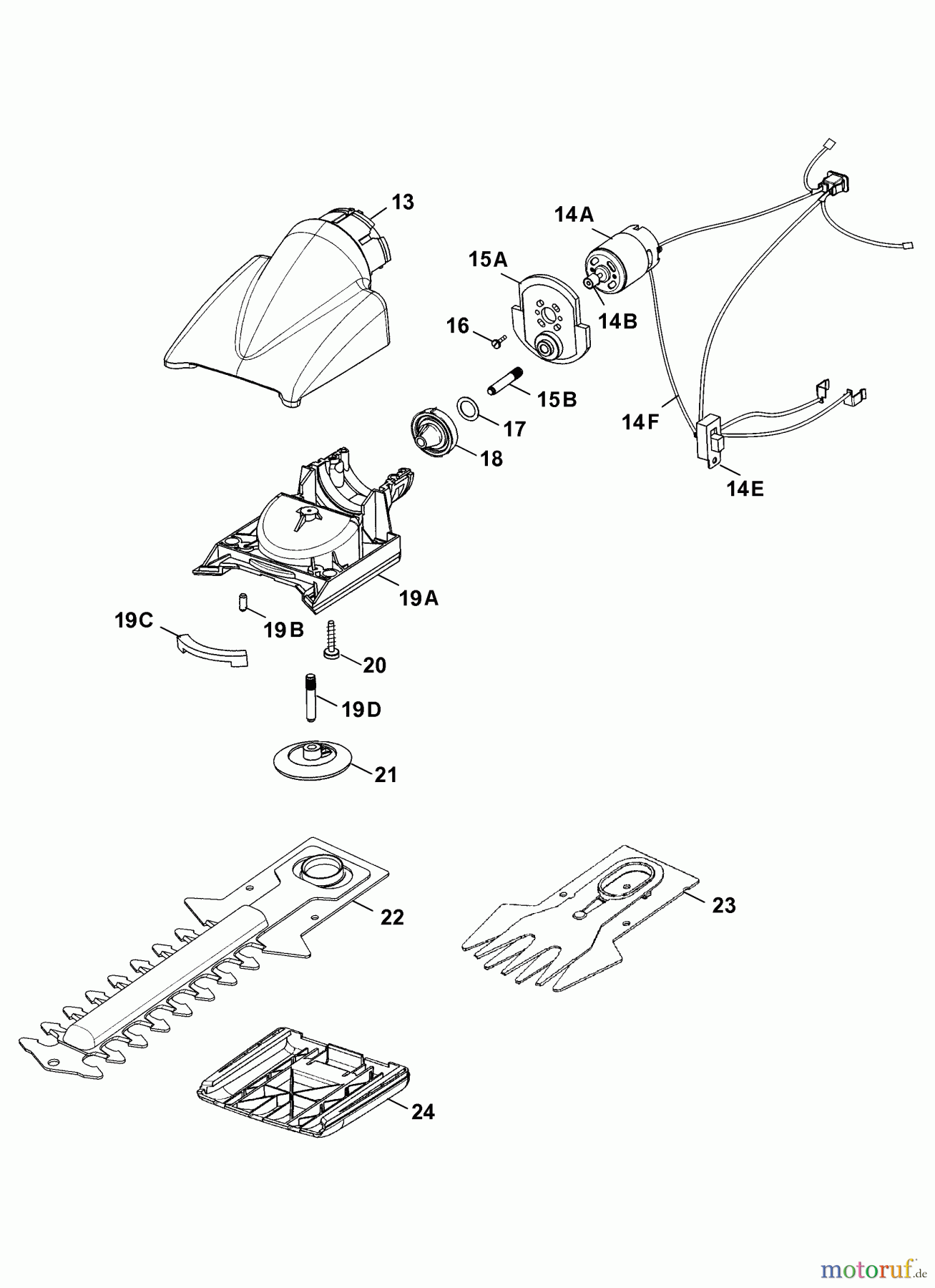  Wolf-Garten Akkuscheren Accu 80 7085686 Serie B  (2008) Drehkopf, Messer