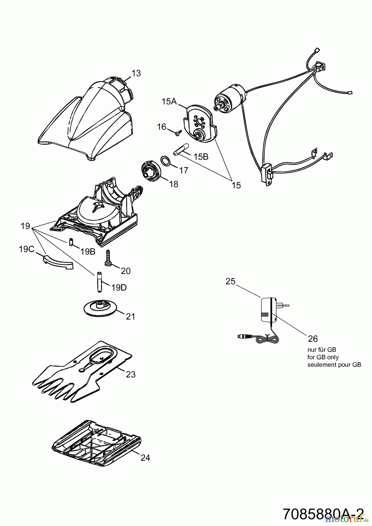 Wolf-Garten Akkuscheren Li-Ion Power 80 7085880 Serie B (2008) Getriebe, Ladegerät, Messer