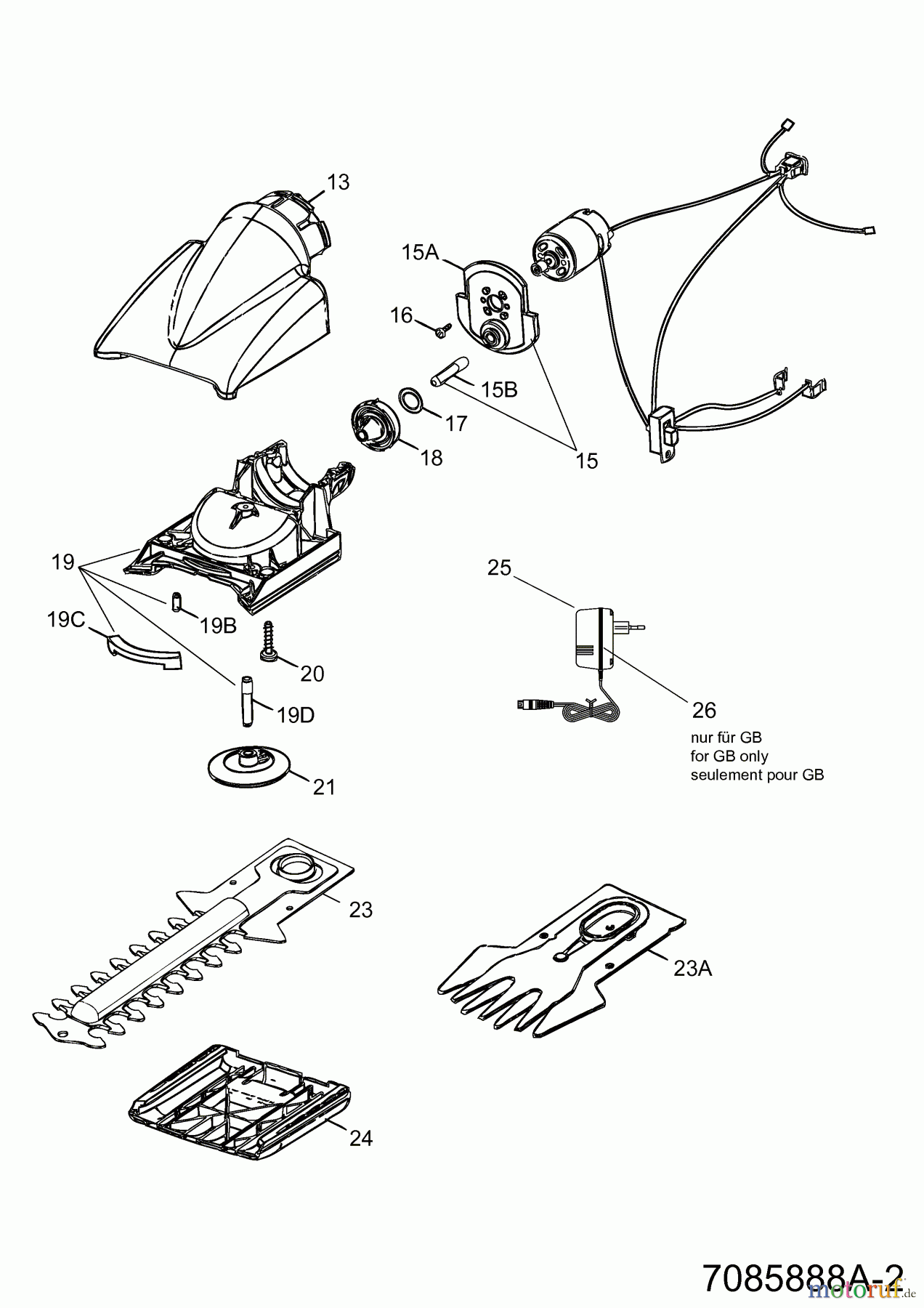  Wolf-Garten Akkuscheren Li-Ion Power 80 7085888 Serie B  (2009) Getriebe, Ladegerät, Messer