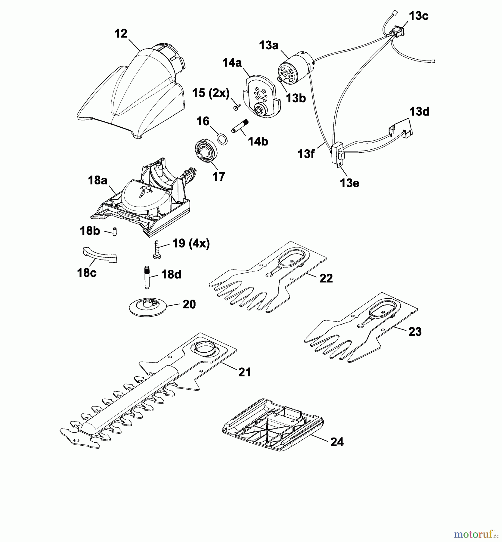  Wolf-Garten Akkuscheren Accu 75 7086000 Serie B-D  (2005) Drehkopf, Messer