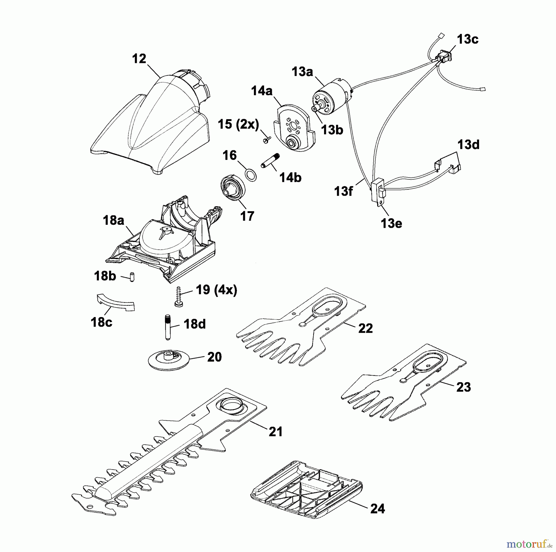  Wolf-Garten Akkuscheren Accu 75 7086002 Serie B-D  (2005) Drehkopf, Messer