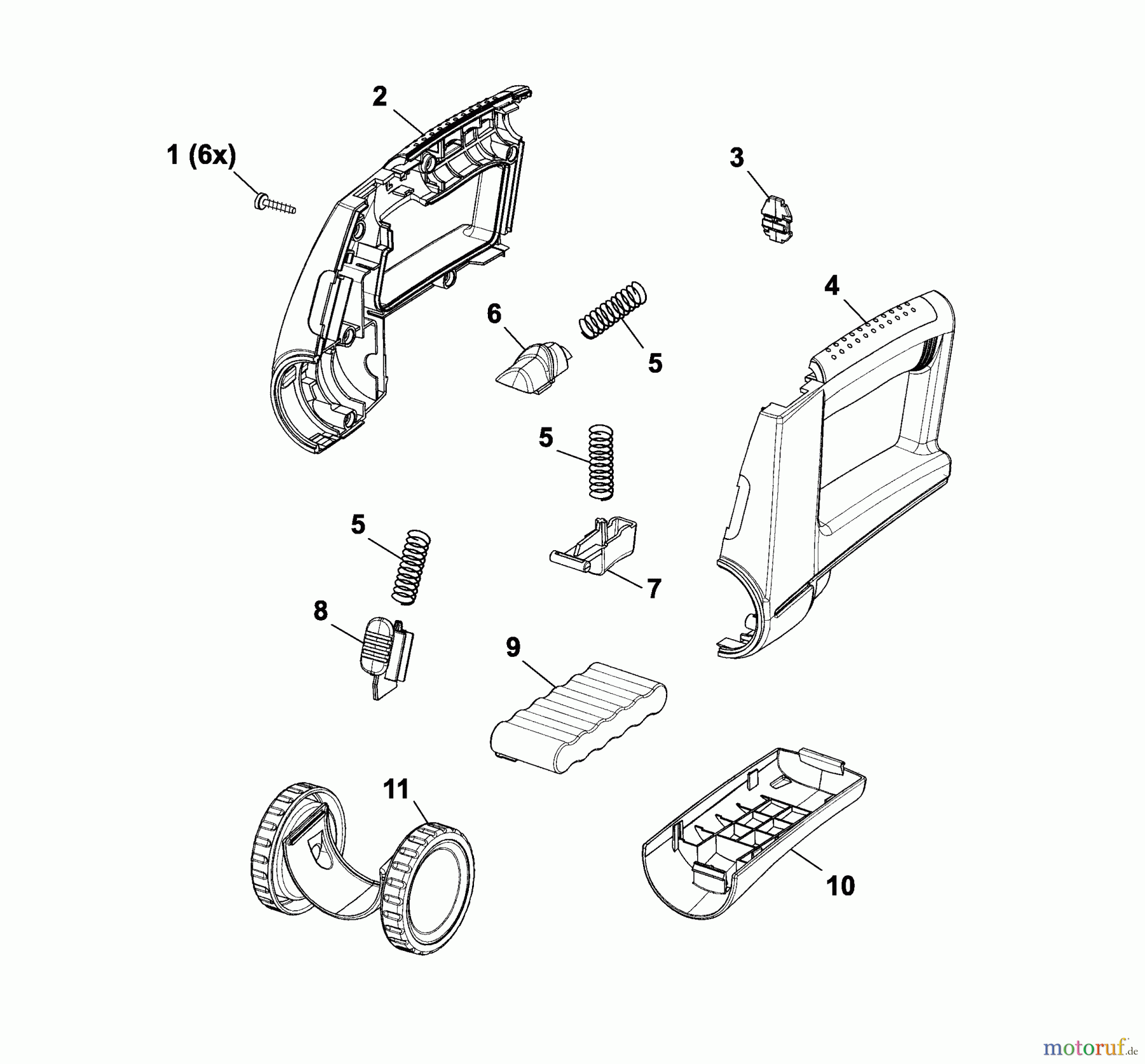 Wolf-Garten Akkuscheren Accu BS 60 7087002 Serie B-D (2005) Batterie, Räder