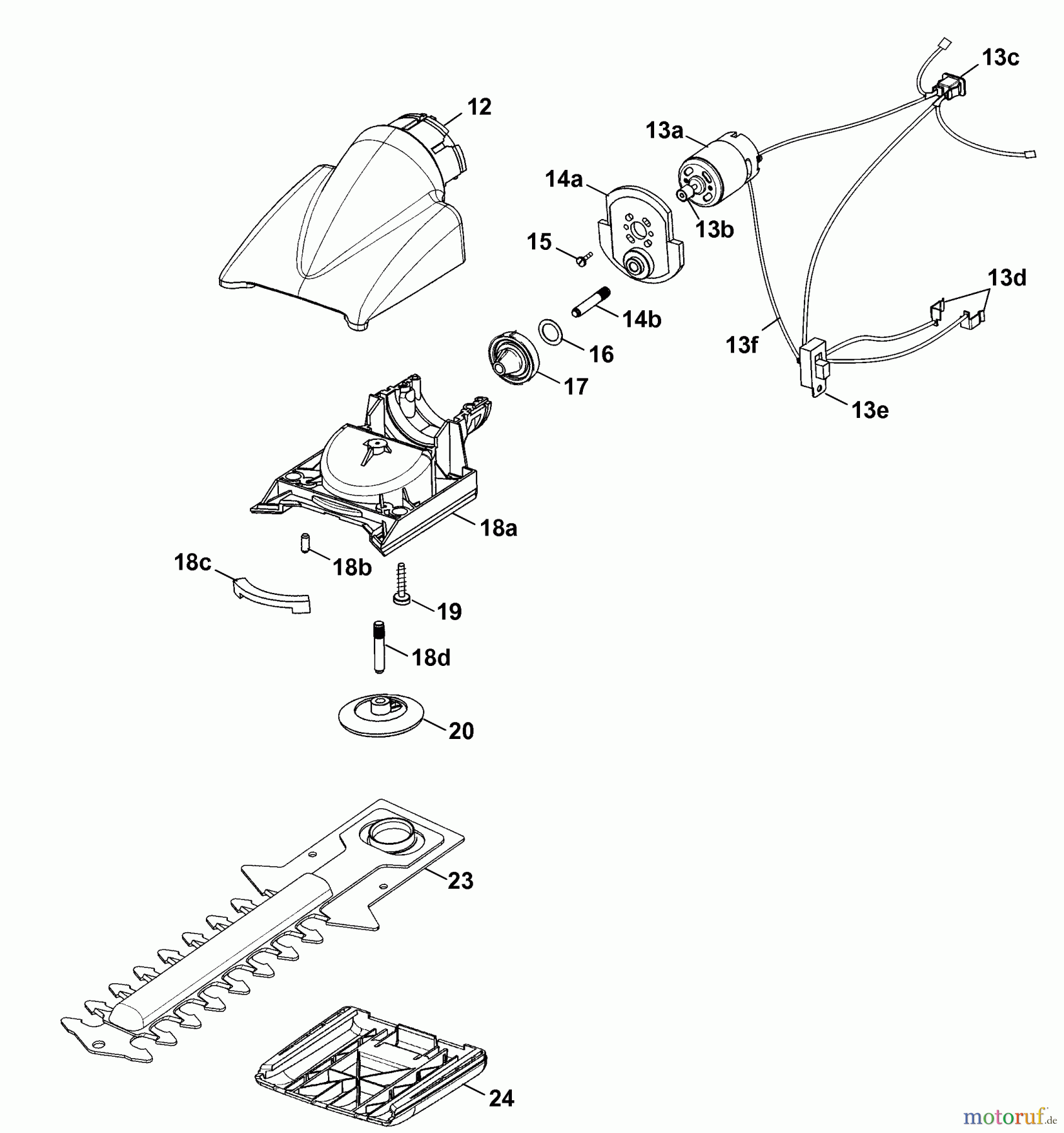  Wolf-Garten Akkuscheren Accu BS 80 7087682 Serie A  (2006) Drehkopf, Messer