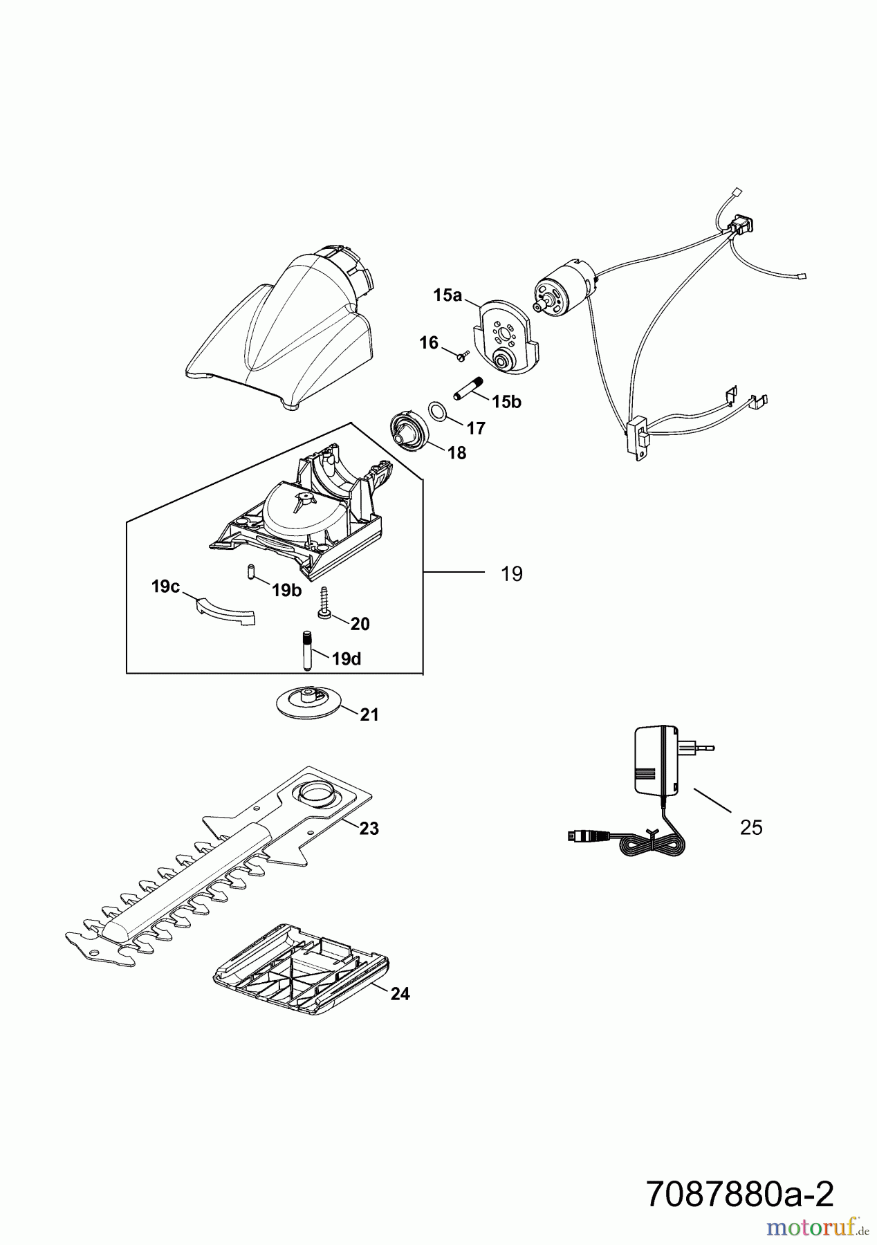  Wolf-Garten Akkuscheren Power BS 80 plus 7087880 Serie A  (2007) Drehkopf, Ladegerät, Messer