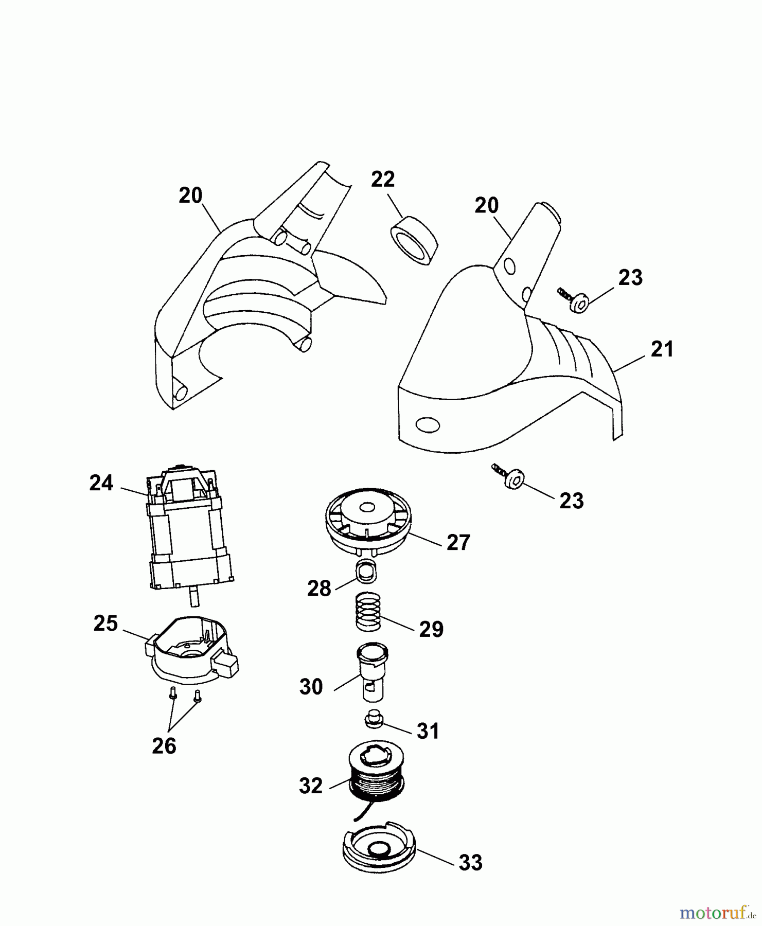  Wolf-Garten Elektrotrimmer RQ 250 7126006  Serie F  (2007) Elektromotor, Fadenspule