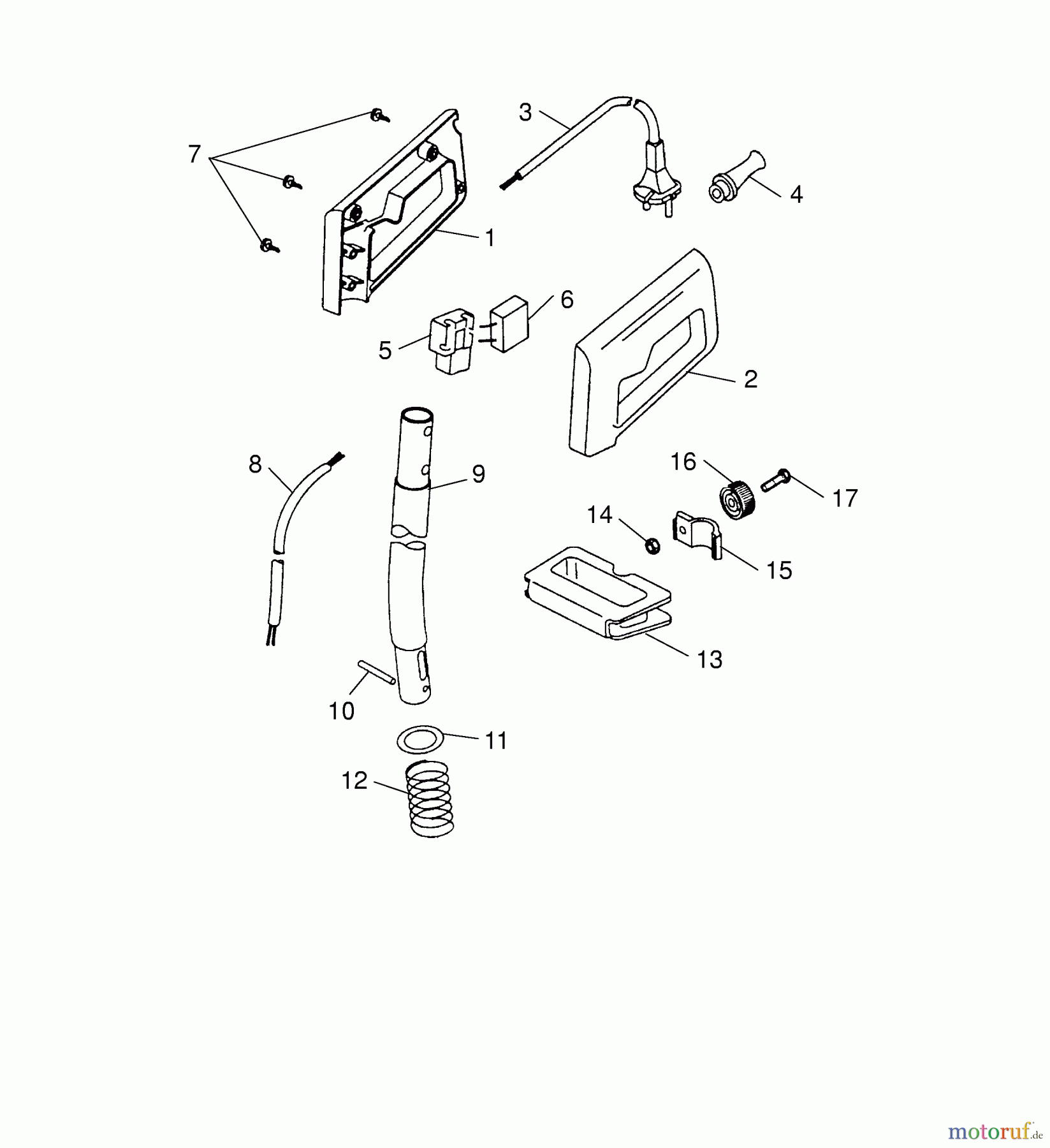  Wolf-Garten Elektrotrimmer RQ 250 7126008 Serie B  (2005) Handgriff, Schalter, Stiel