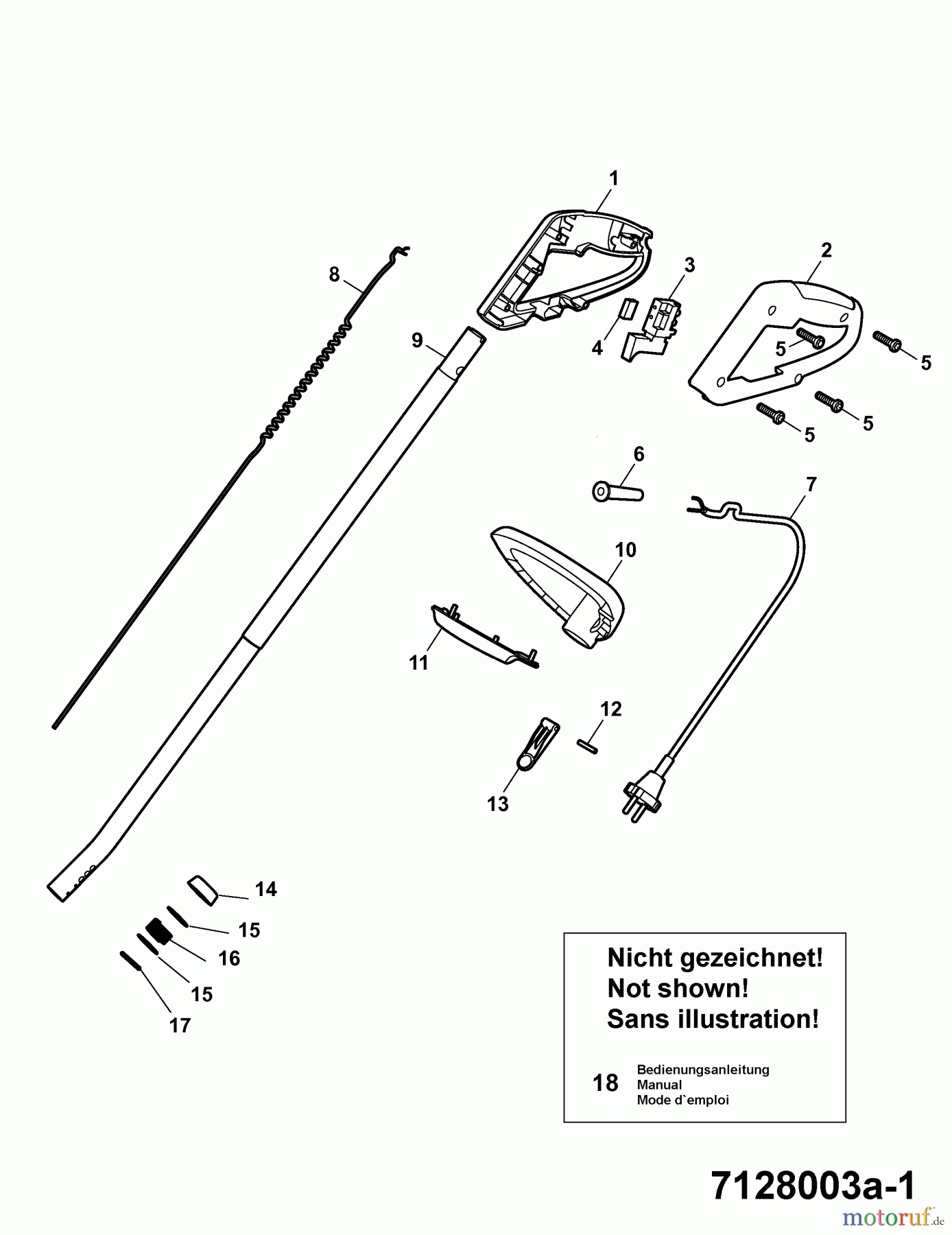  Wolf-Garten Elektrotrimmer GT 830 7128003 Serie A  (2007) Holm