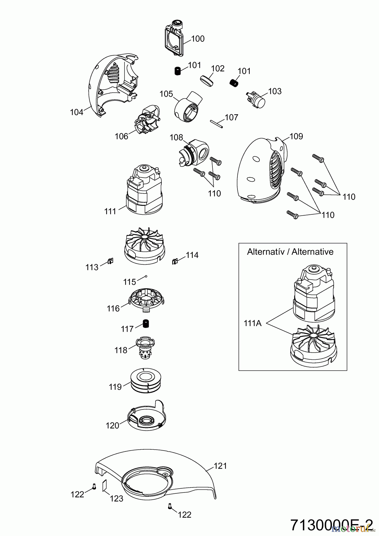  Wolf-Garten Elektrotrimmer GT 840 7130000 Serie E  (2006) Elektromotor, Fadenspule