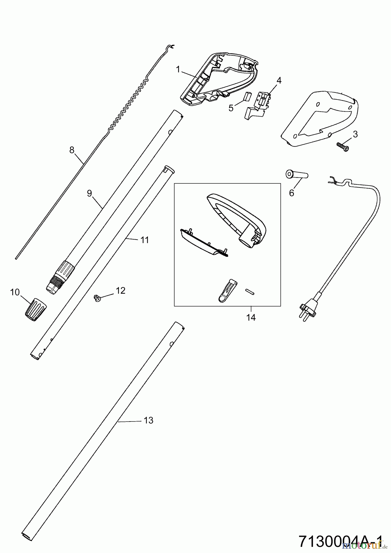  Wolf-Garten Elektrotrimmer GT 835 7130004 Serie A  (2004) Griff, Schalter