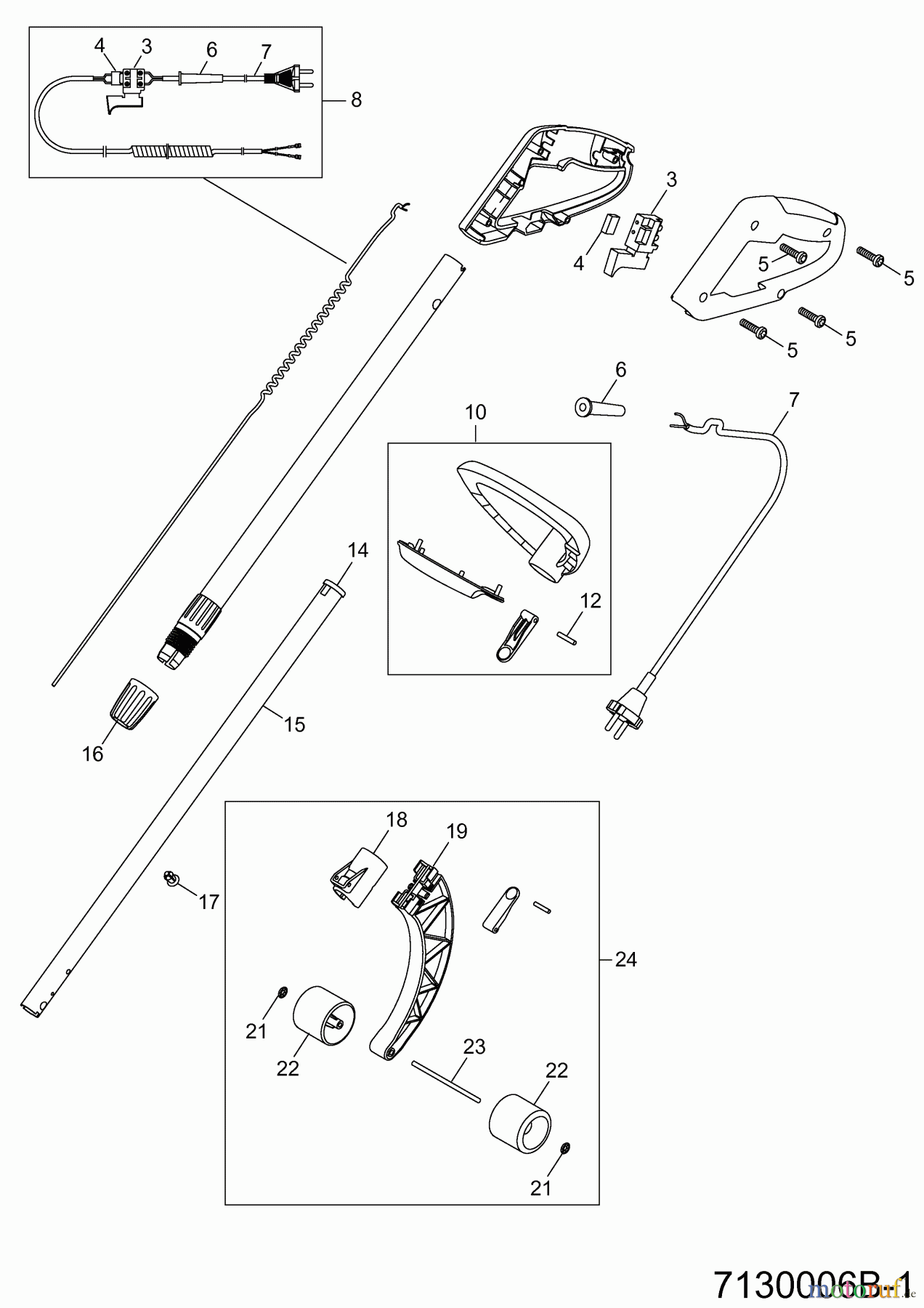 Wolf-Garten Elektrotrimmer GT 844 XC 7130006 Serie E (2006) Griff, Schalter