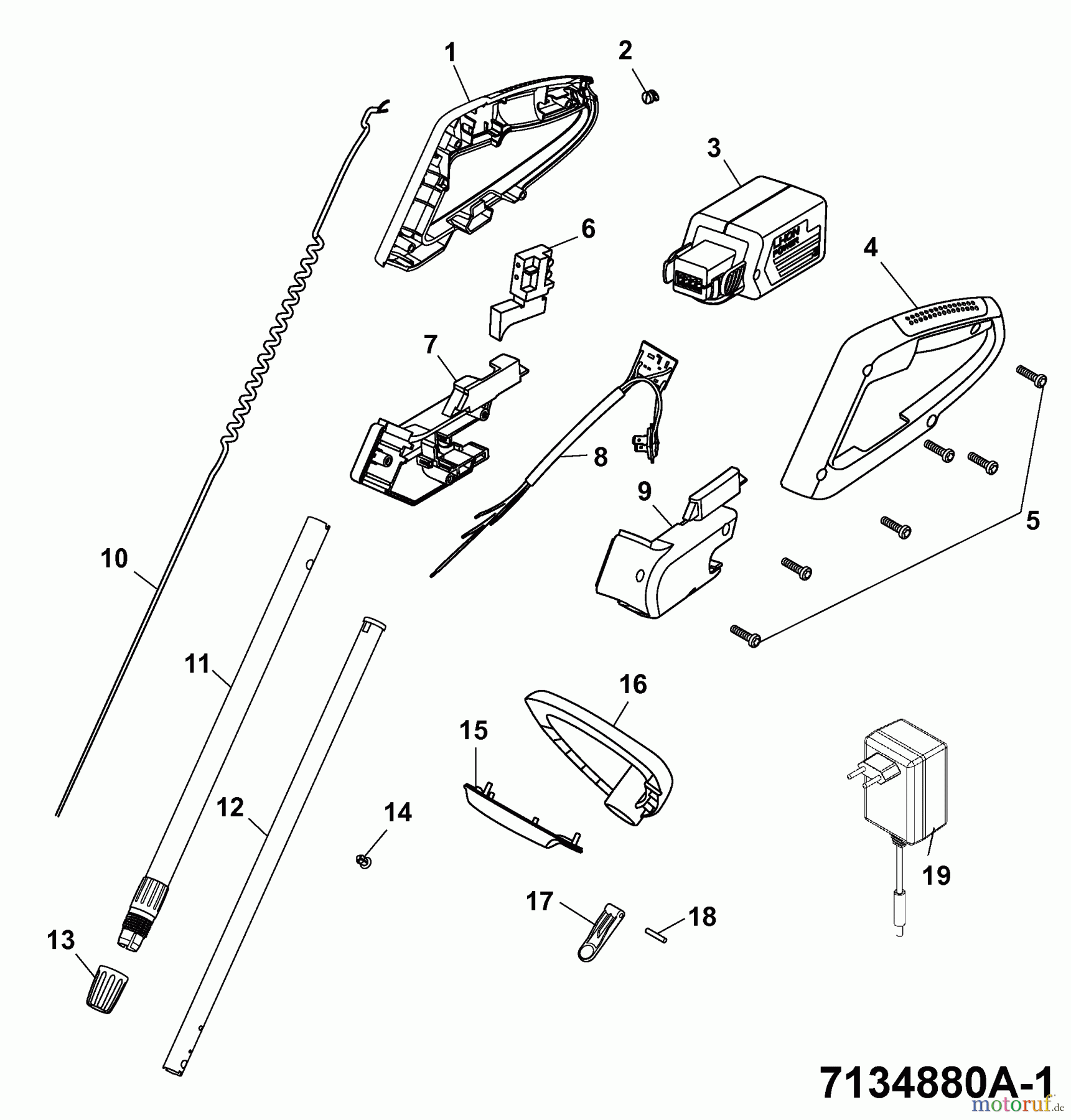  Wolf-Garten Akkutrimmer Li-Ion Power GT 815 7134880 Serie A  (2007) Elektroteile, Holm