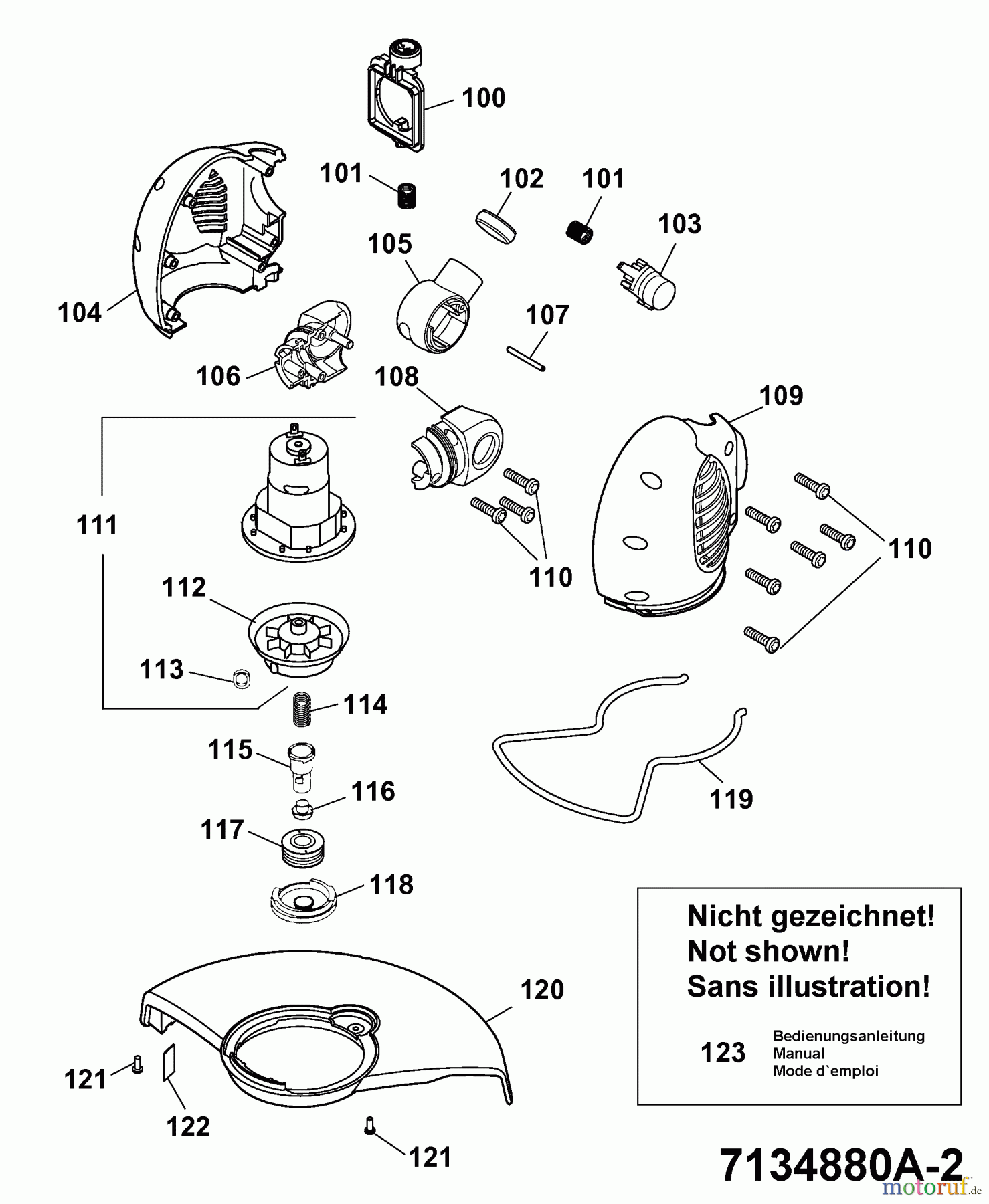  Wolf-Garten Akkutrimmer Li-Ion Power GT 815 7134880 Serie A  (2007) Elektromotor, Fadenspule
