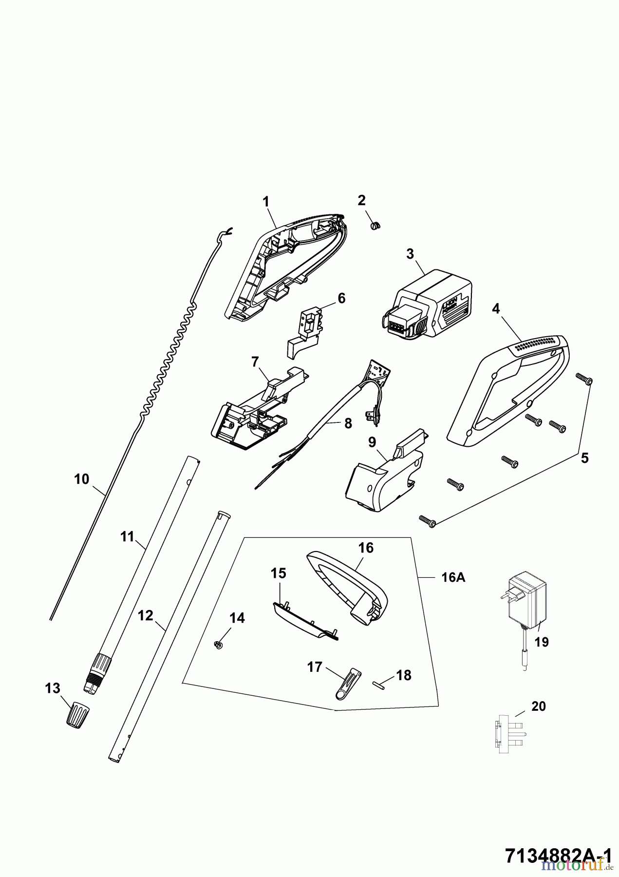 Wolf-Garten Akkutrimmer Li-Ion Power GT 815 7134882 Serie A (2008) Holm