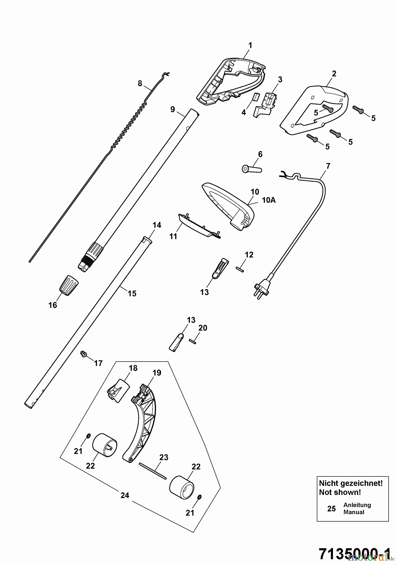  Wolf-Garten Elektrotrimmer GT 845 7135000 Serie B  (2006) Holm