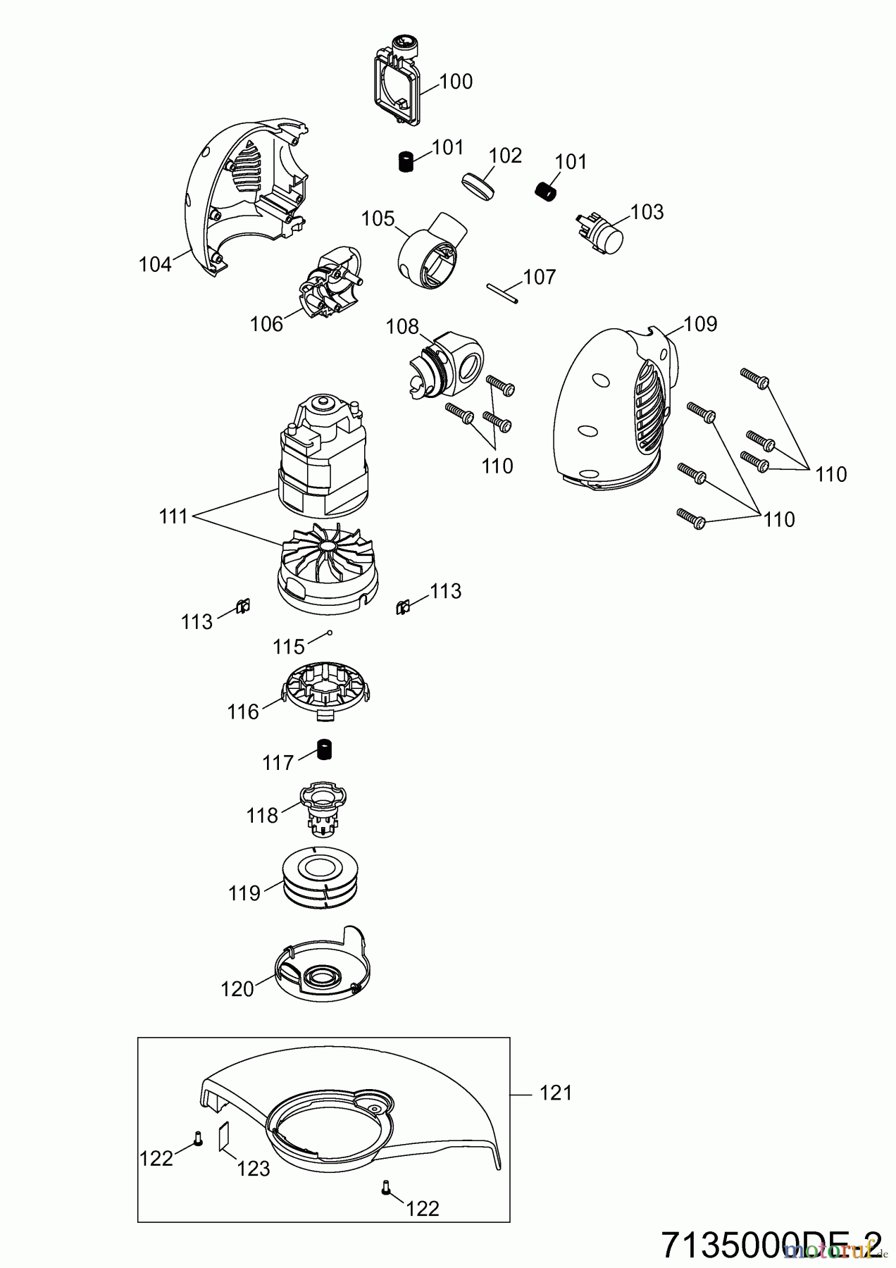  Wolf-Garten Elektrotrimmer GT 845 7135000 Serie D  (2006) Elektromotor, Fadenspule