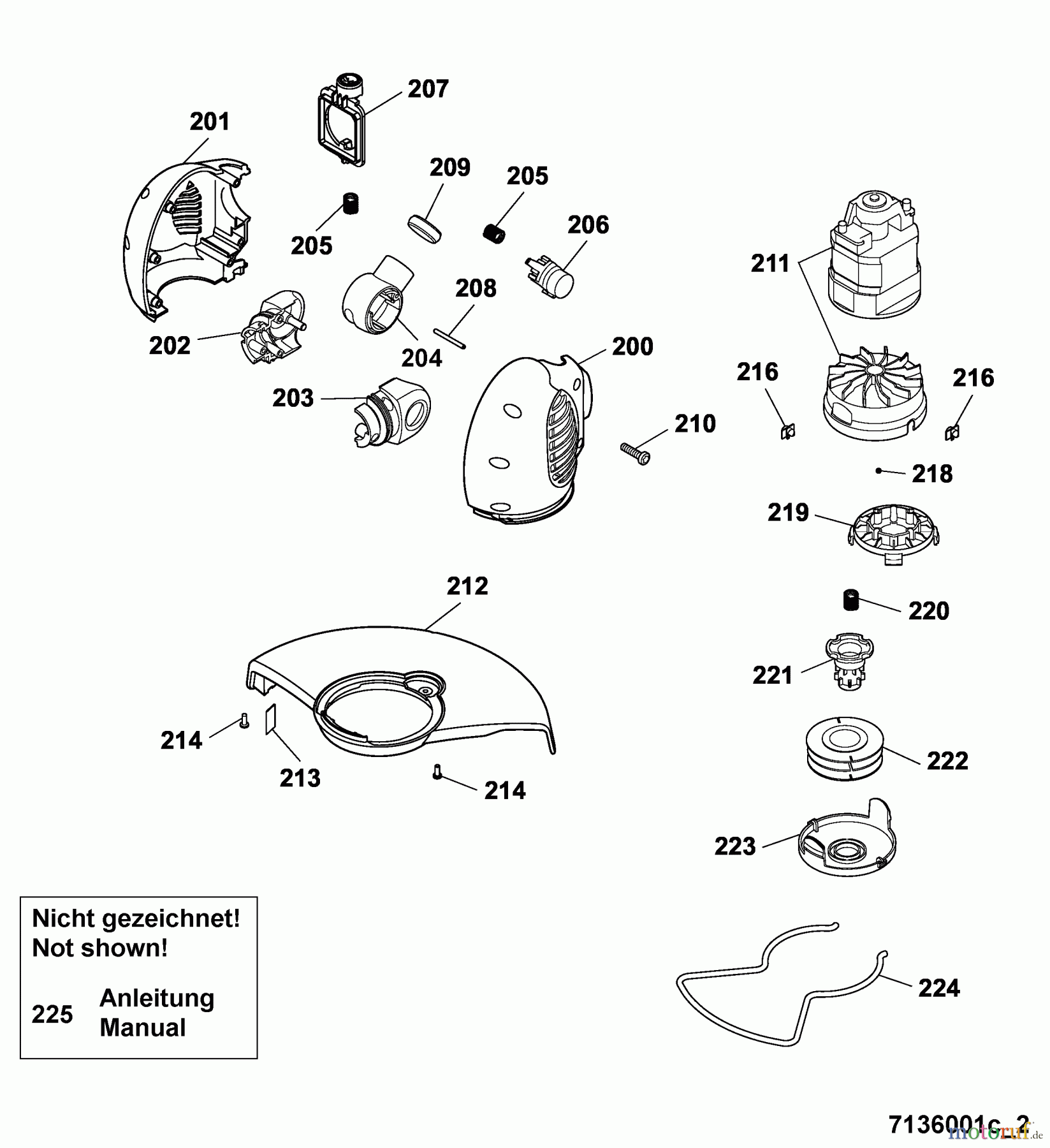 Wolf-Garten Elektrotrimmer OT 850 7136001 Serie C (2005) Elektromotor, Fadenspule
