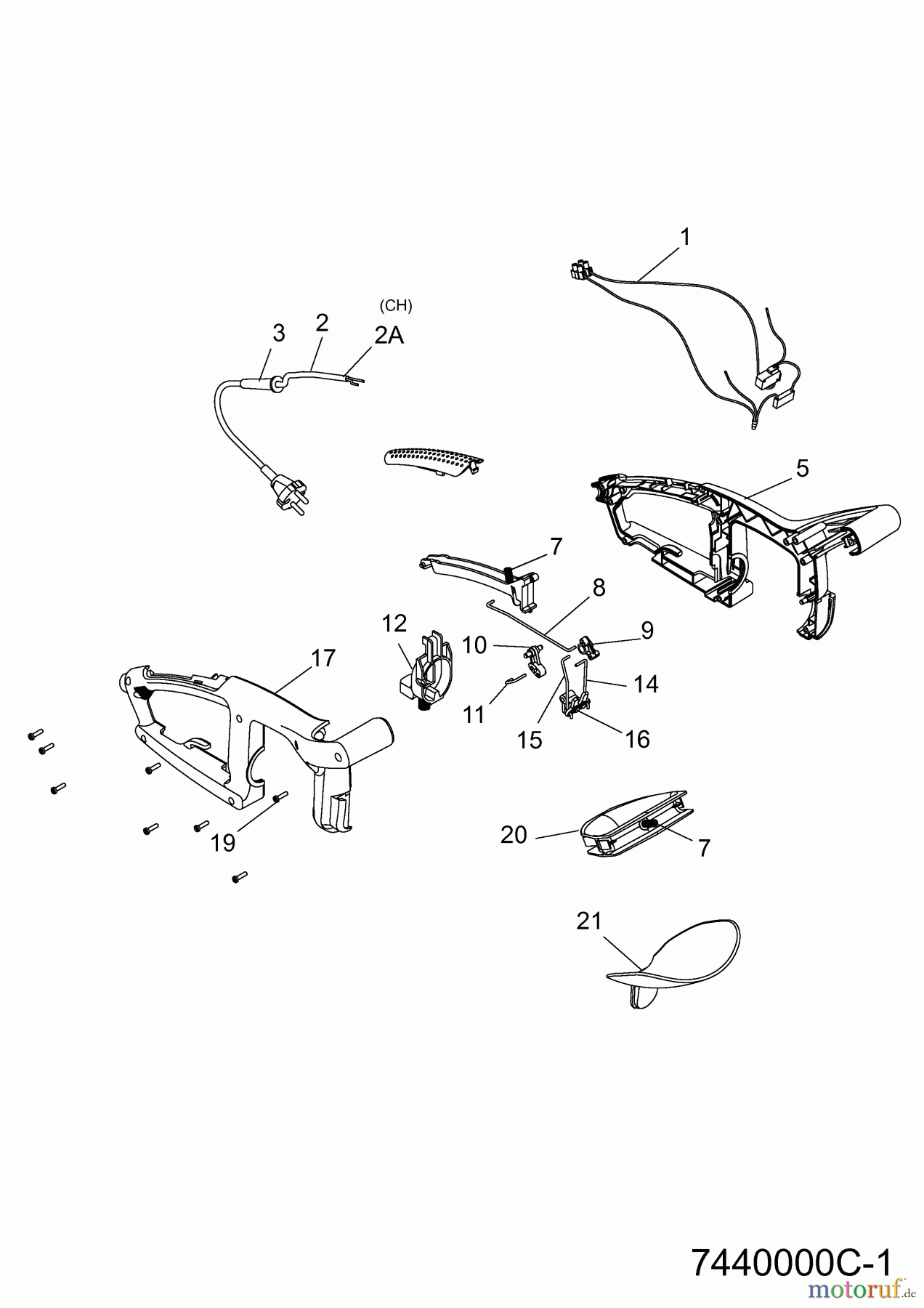  Wolf-Garten Elektroheckenscheren HSE 45 V 7440000  (2013) Griff, Schalter