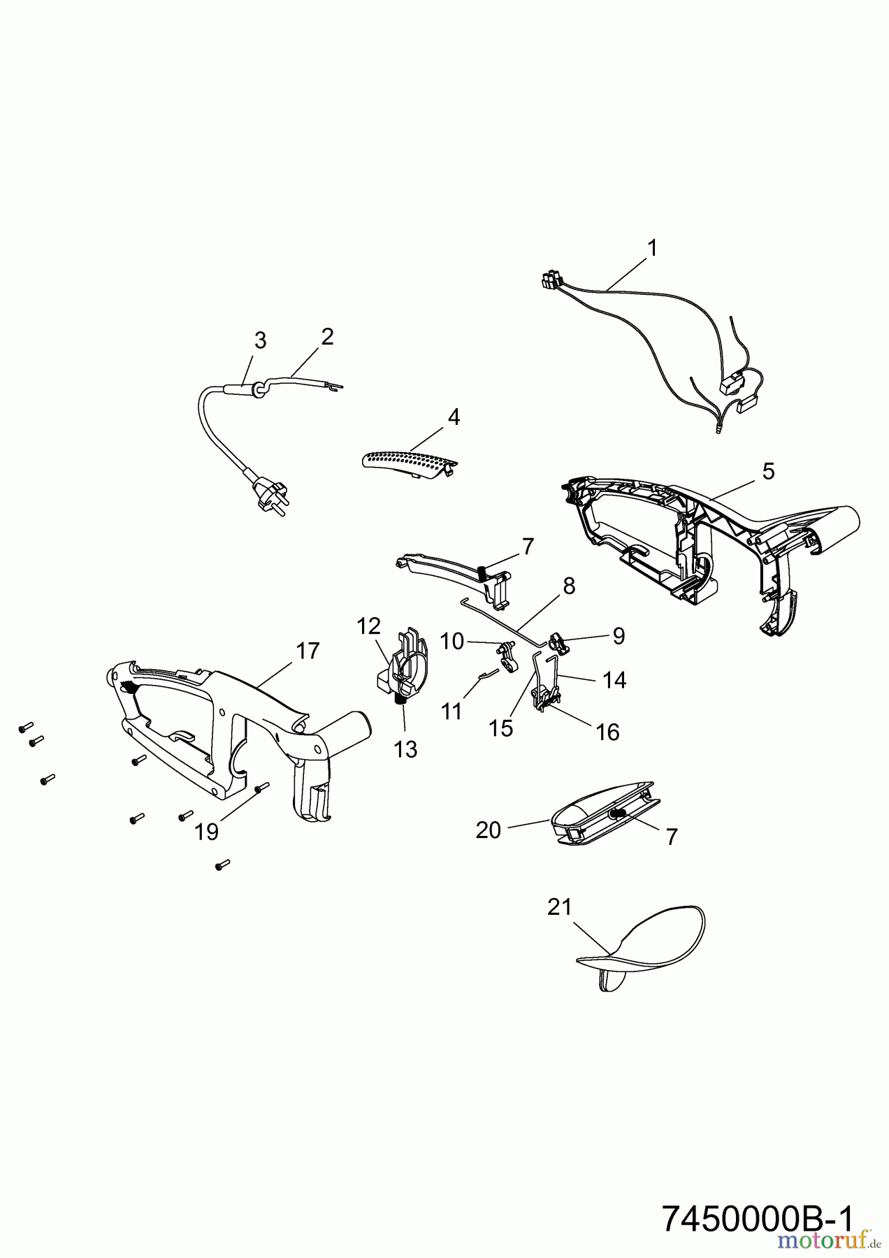  Wolf-Garten Heckenscheren HSE 65 V 7450000 Serie B  (2010) Handgriff, Schalter, Stiel