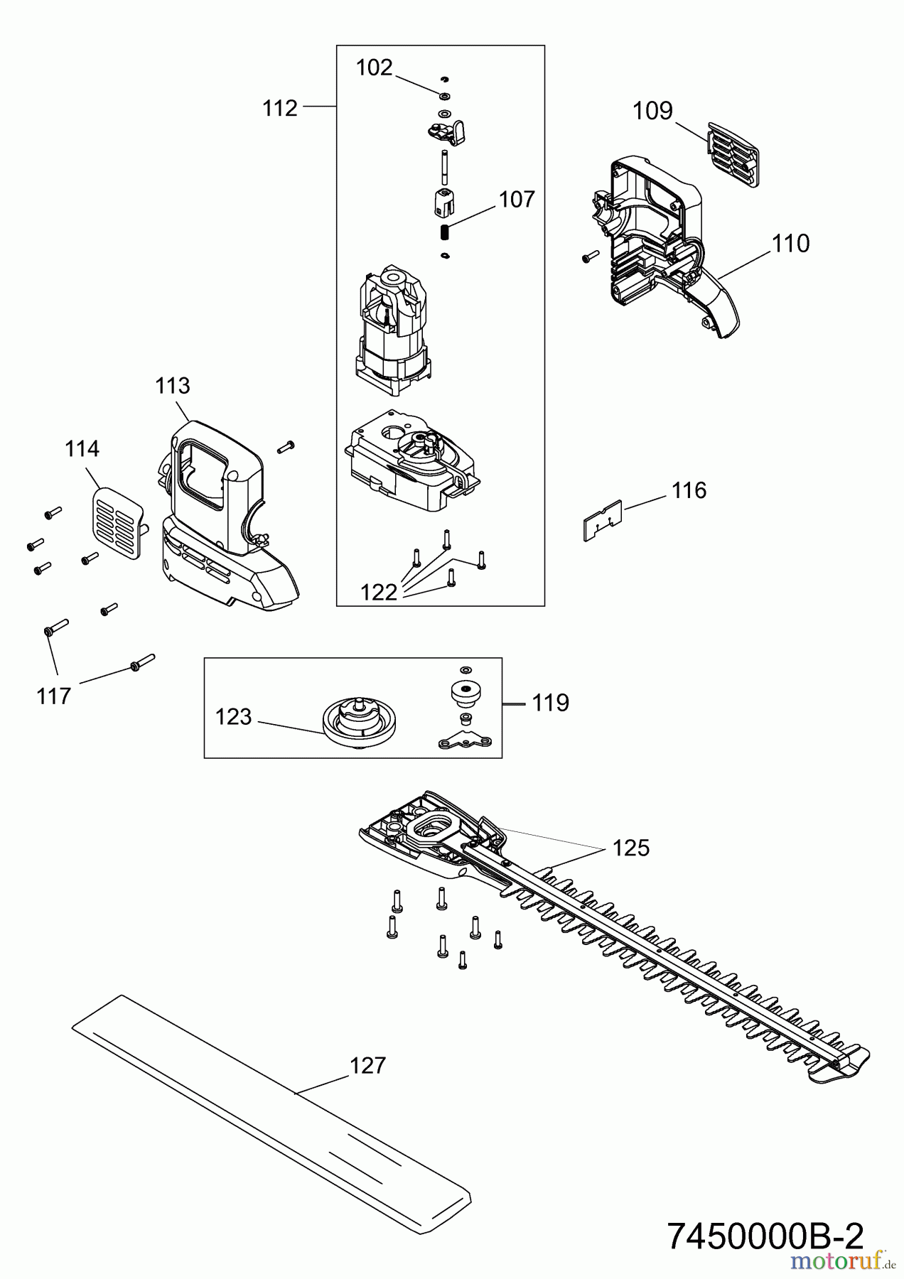  Wolf-Garten Elektroheckenscheren HSE 65 V 7450003 Serie B  (2008) Elektromotor, Messer